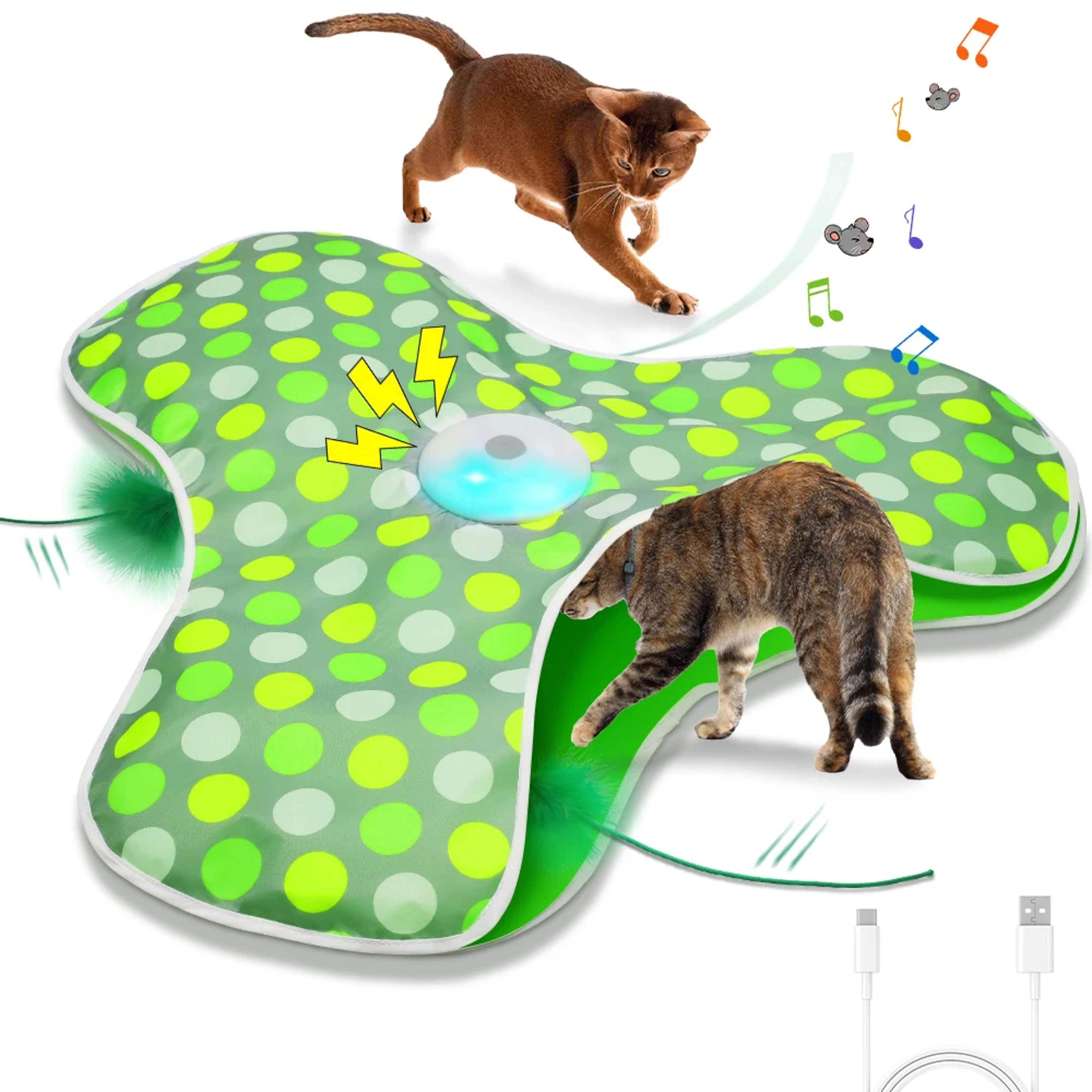 smart interactive cat toy with motion activated mouse & feathers for kittens