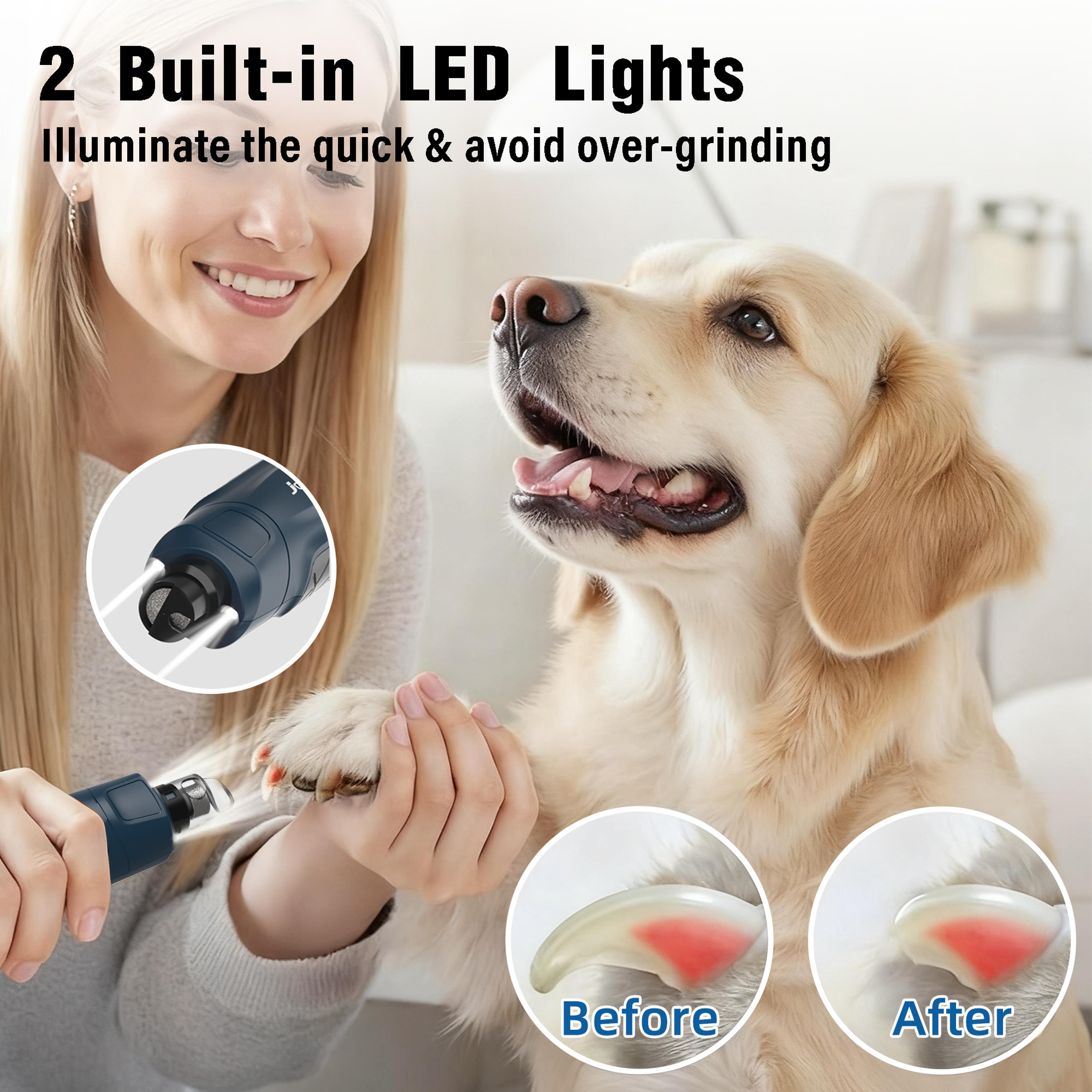 6 speed quiet pet nail grinder & dog nail trimmer with dual led lights