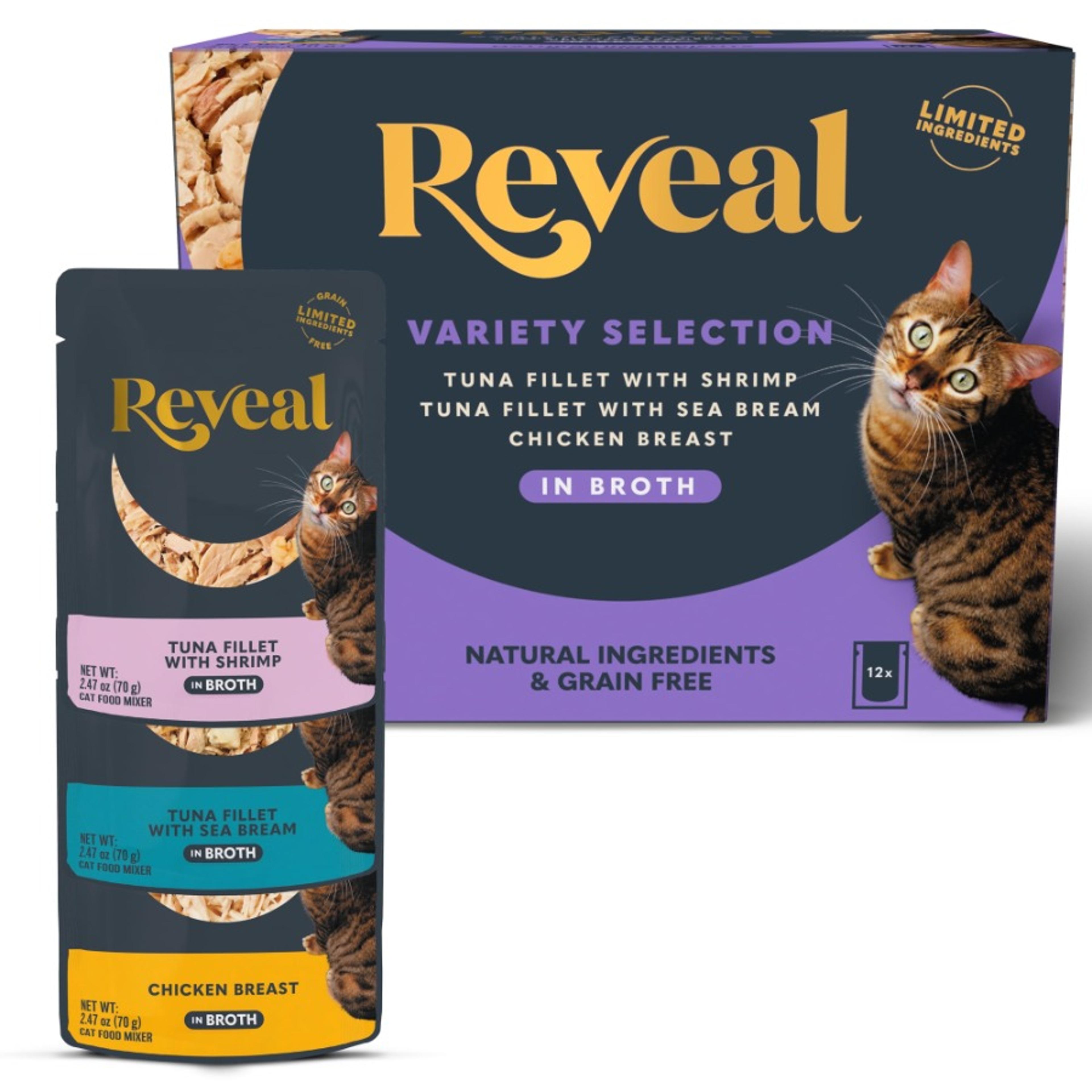 reveal natural grain-free fish & chicken broth wet cat food variety pack 12 pouches