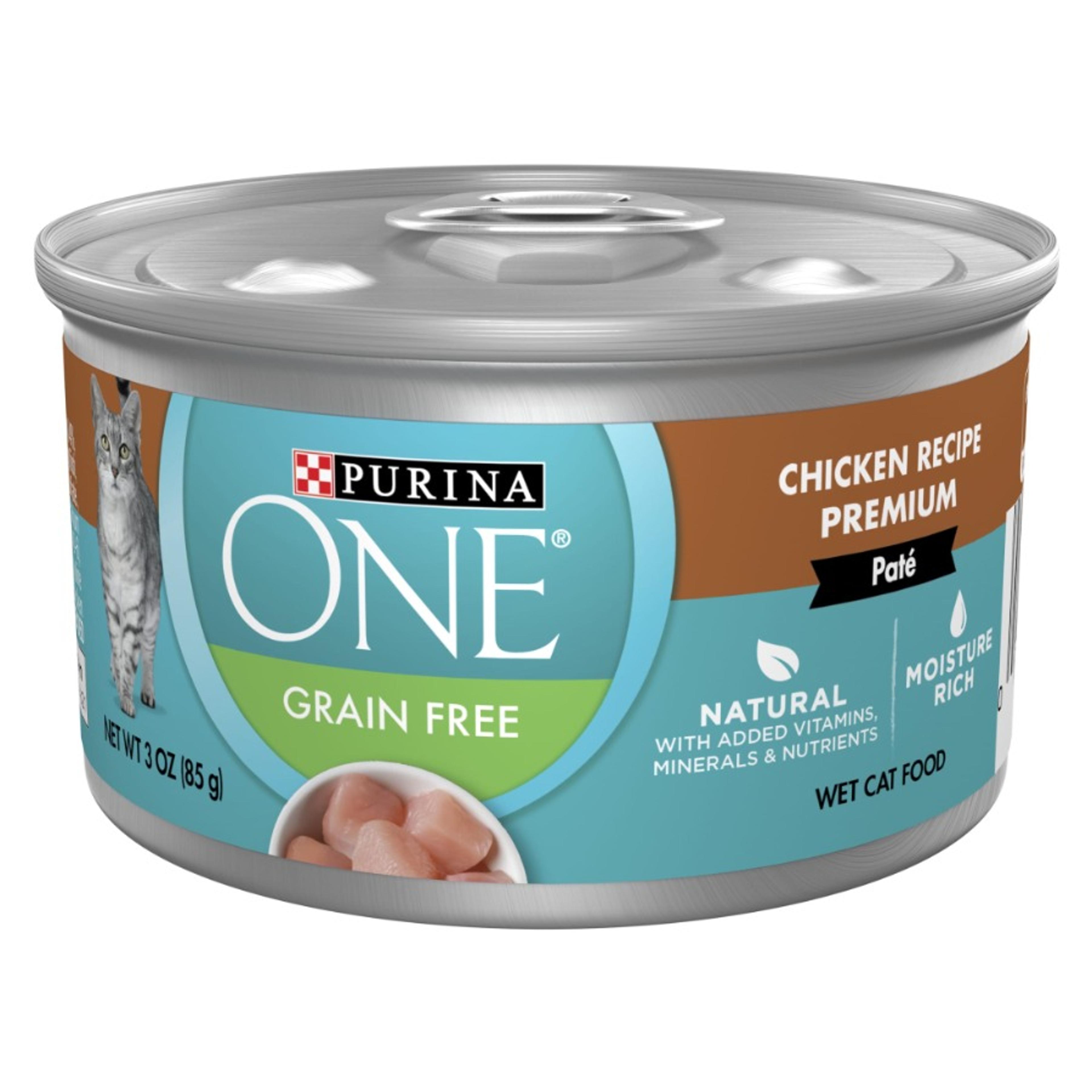 purina one grain free chicken pate wet cat food 3 oz high-protein complete nutrition