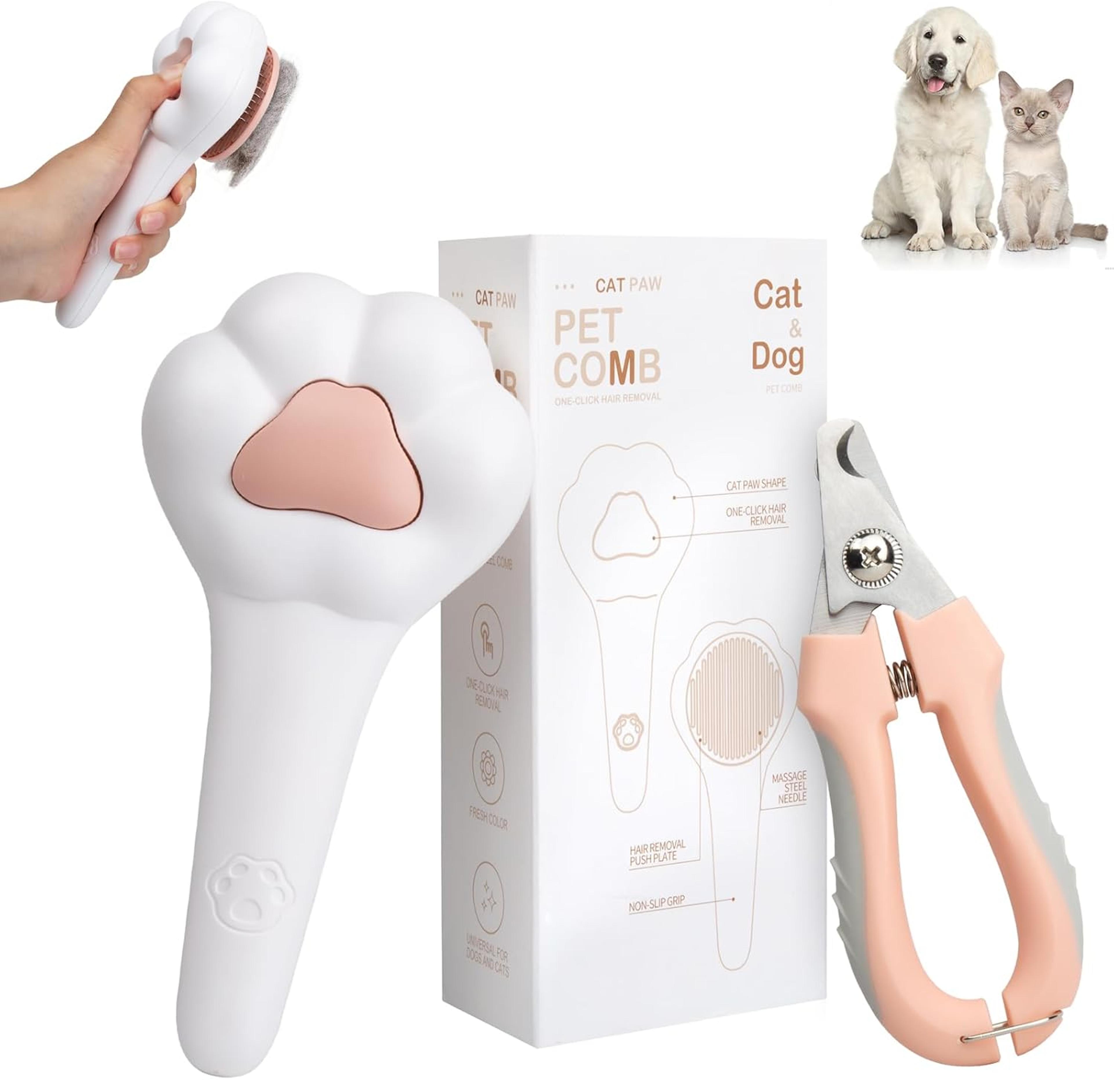 purrease self cleaning cat brush & safety nail clipper grooming kit