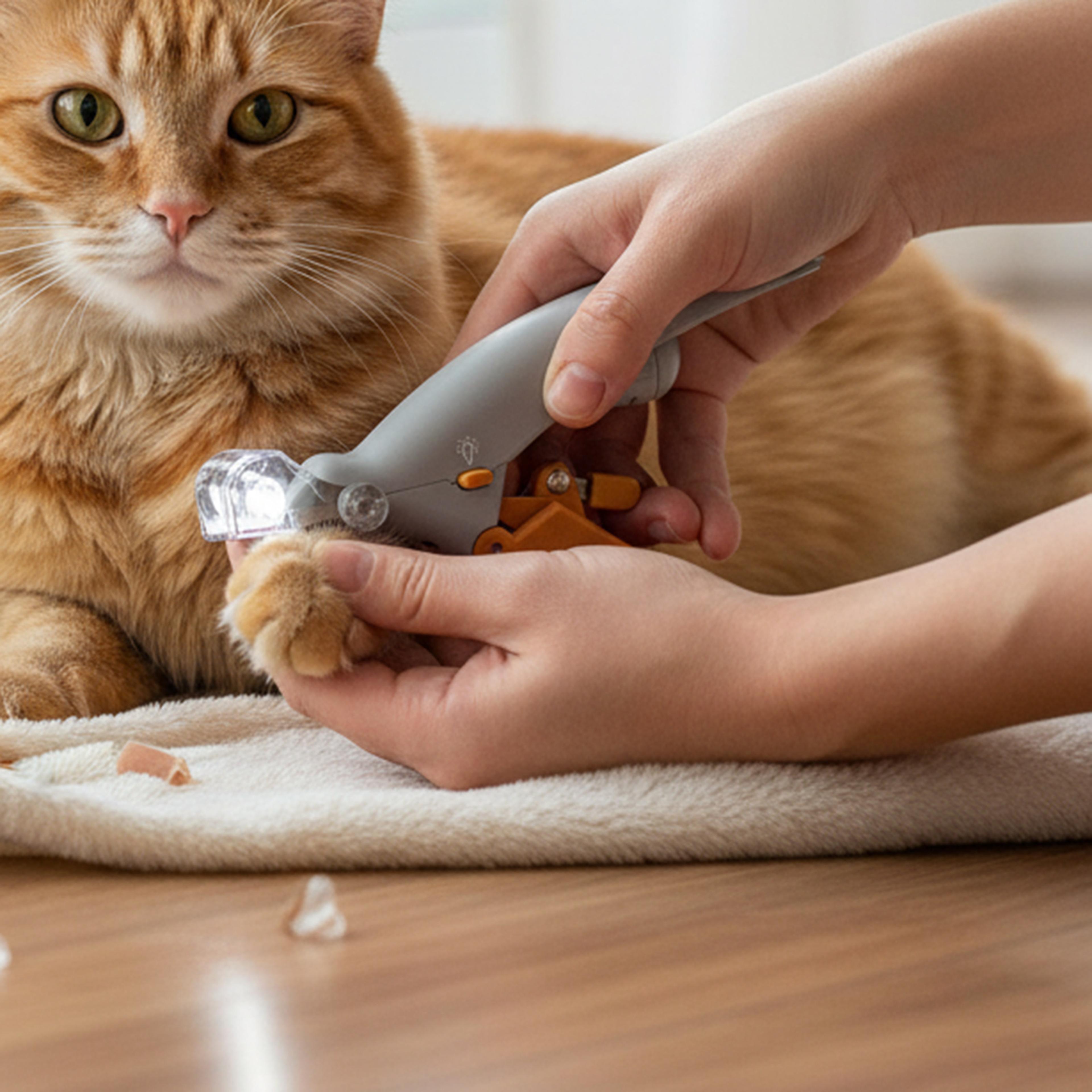 led pet nail clipper for cats & dogs with stainless steel safety blades