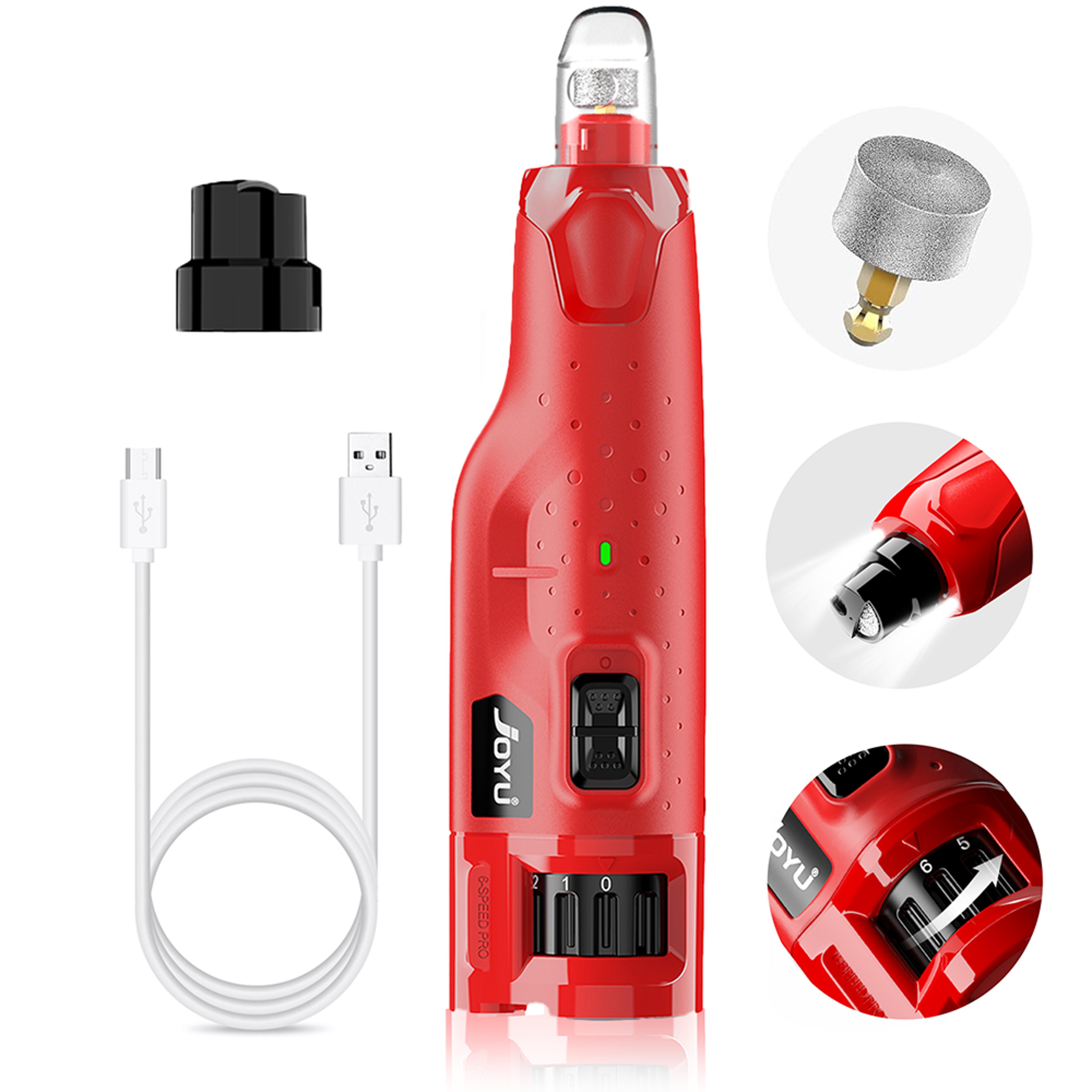 pawglow pro dog nail grinder with led lights & 6-speed quiet grooming system