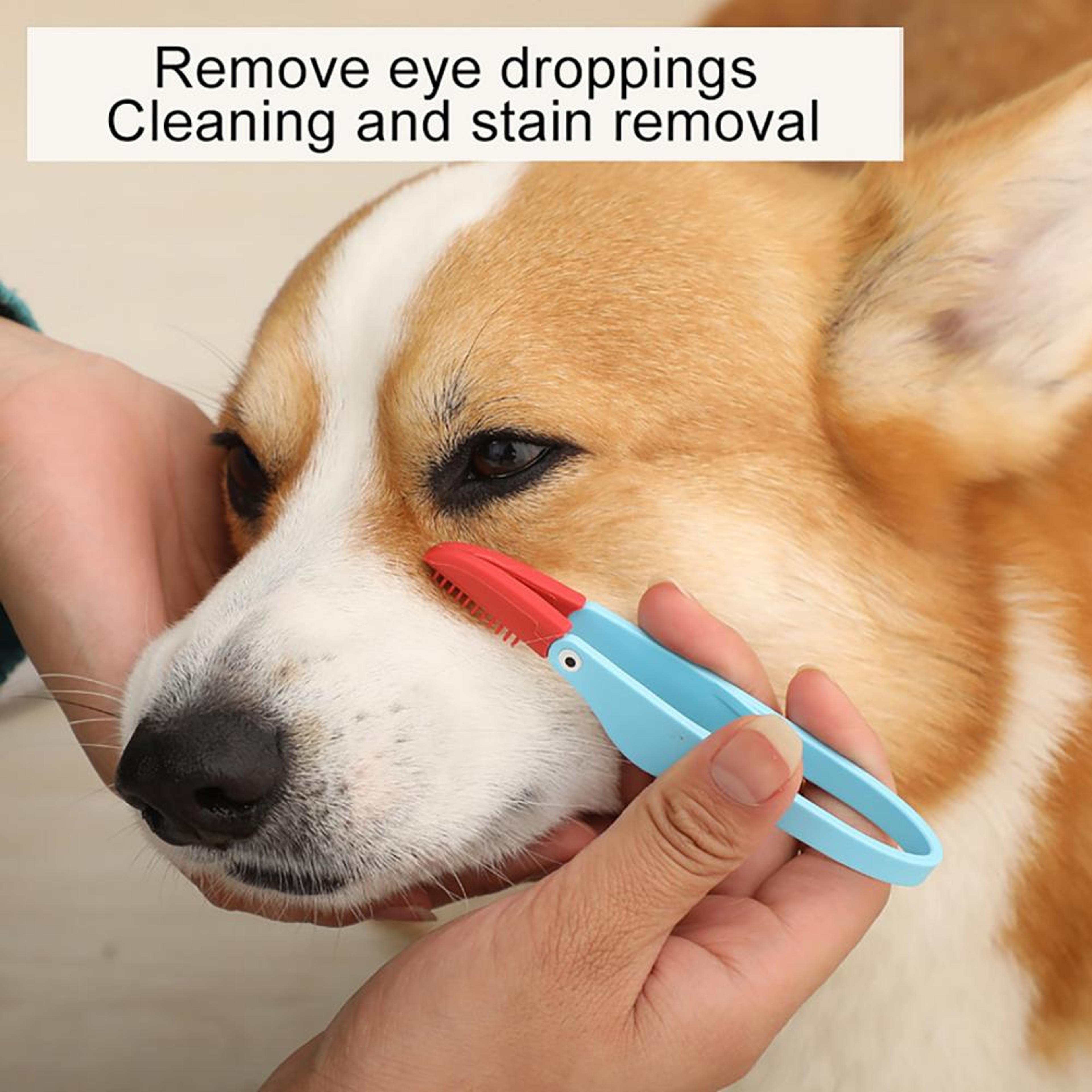 gentle pet eye care brush & tear stain remover tool for dogs & cats soft silicone eye cleaning brush