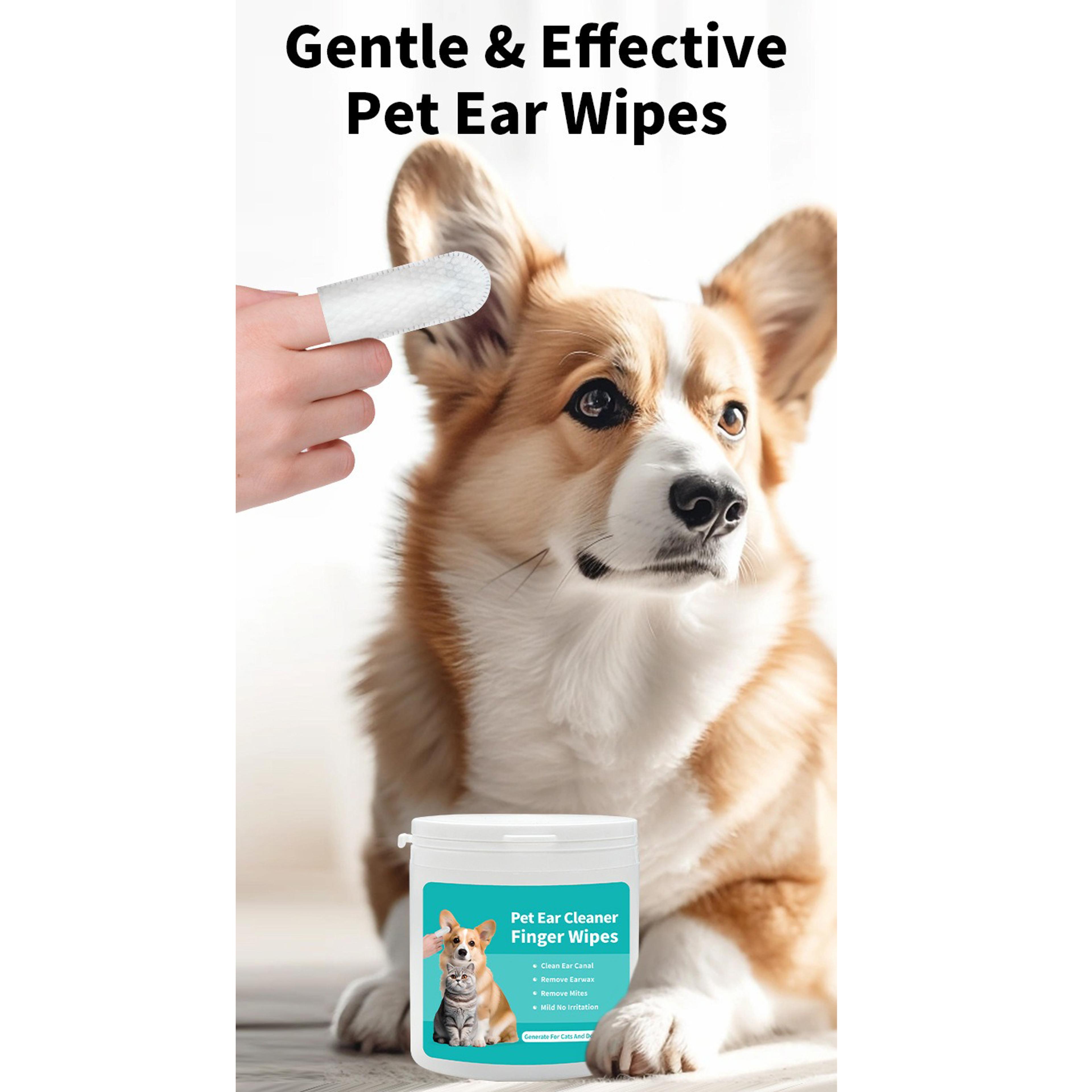 premium pet ear cleaning finger wipes for cats & dogs gentle ear care & mite removal