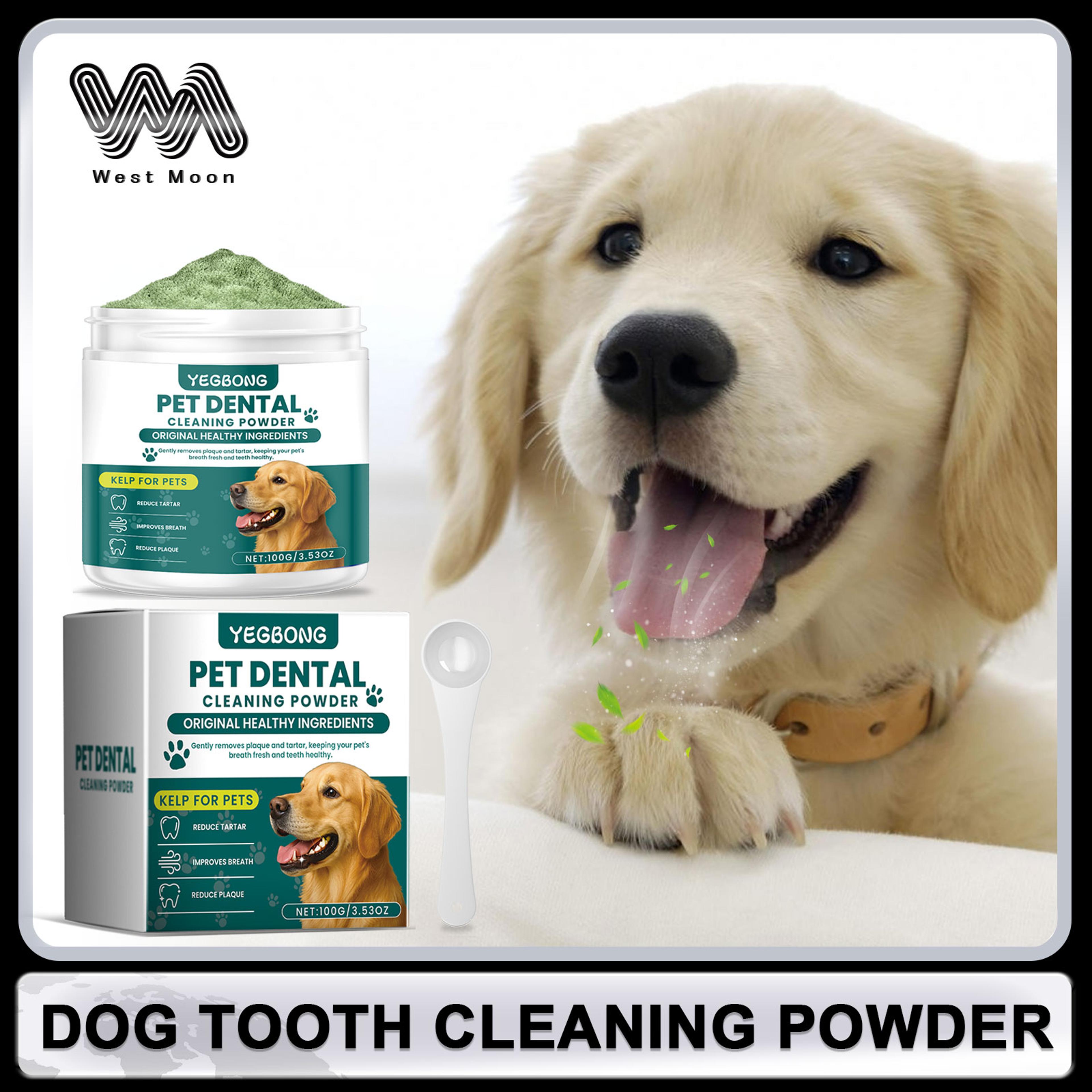 premium dog teeth cleaning powder reduce tartar, freshen breath & support oral health