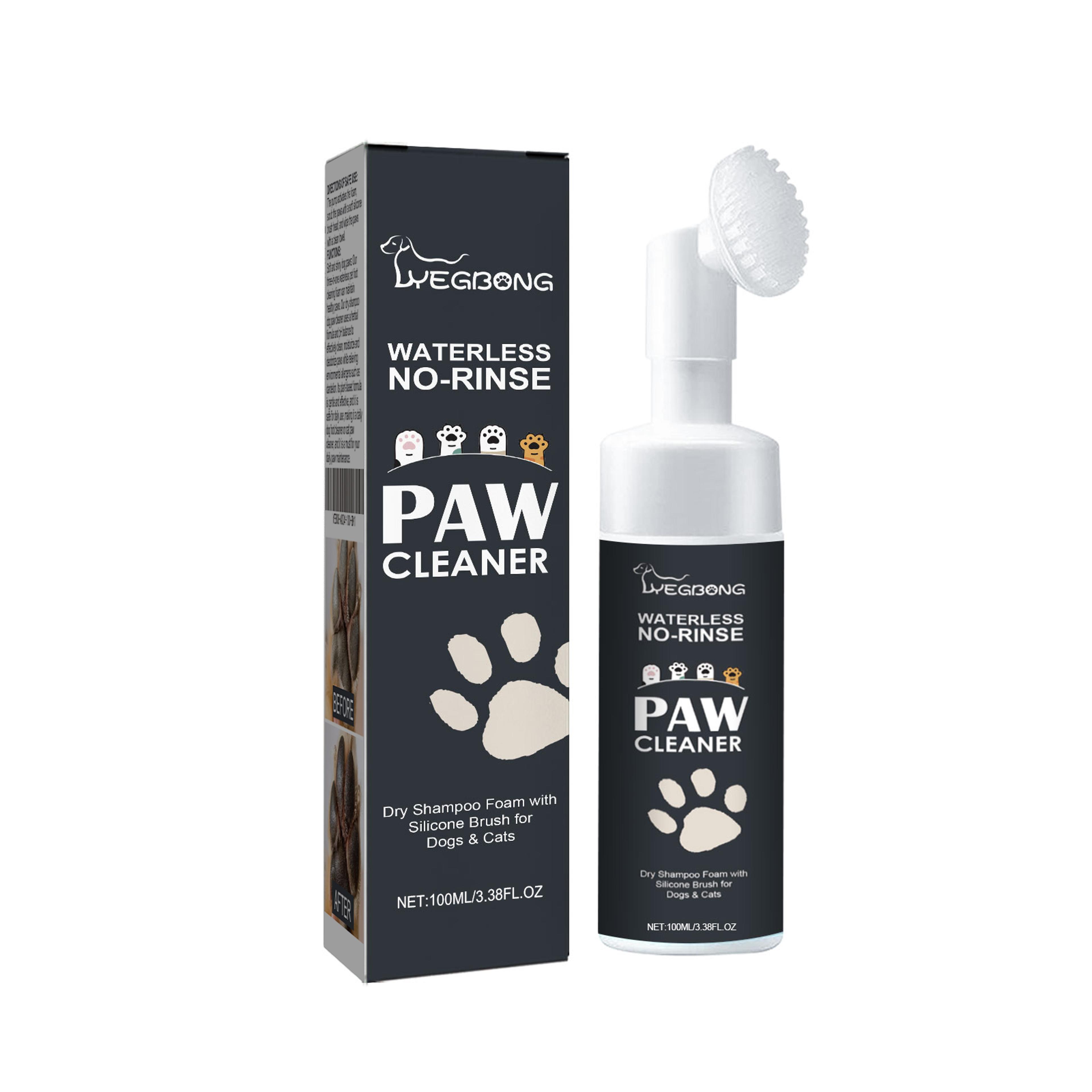 no rinse pet paw cleaner foam with soft brush