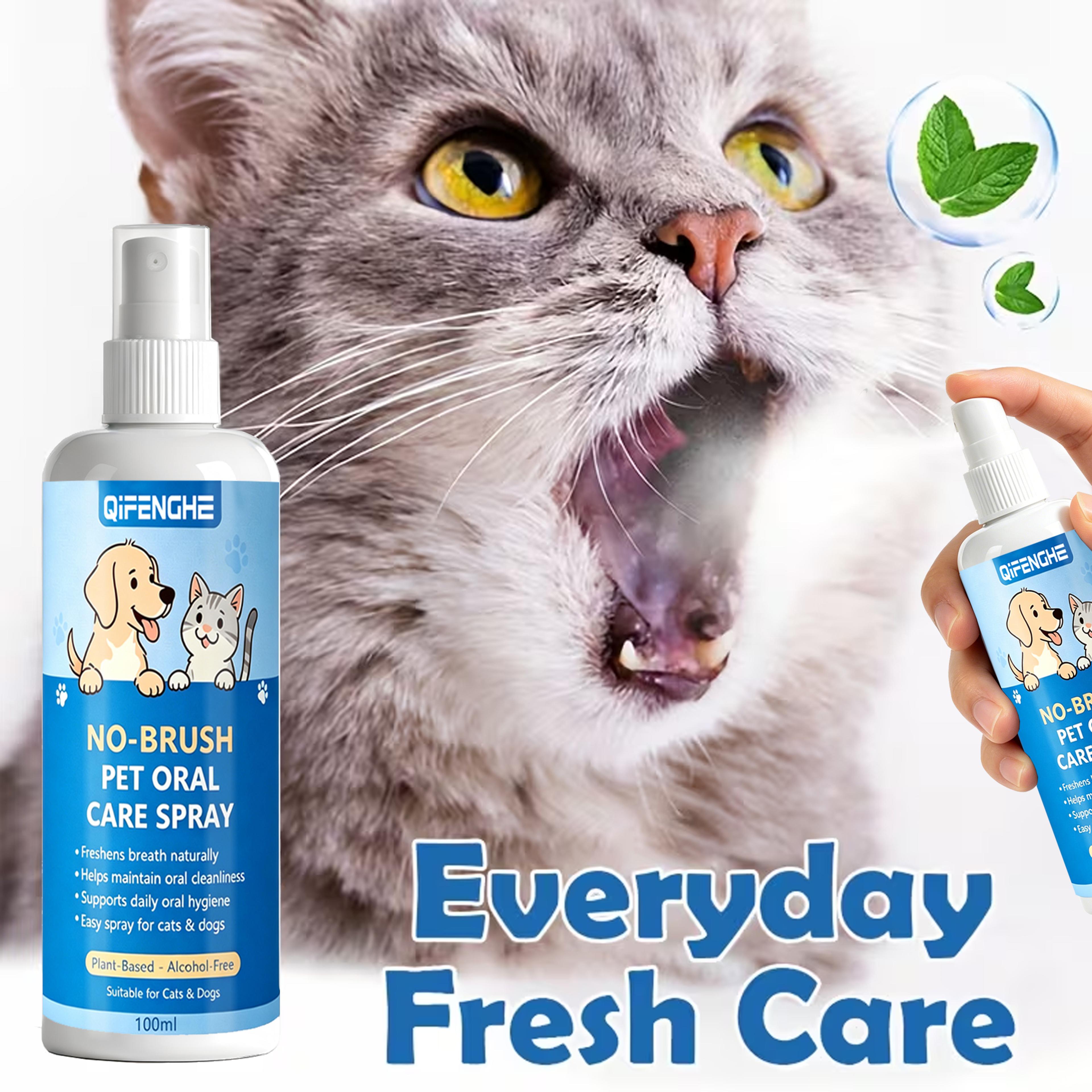 natural no brush pet oral care spray for fresh breath & dental cleaning