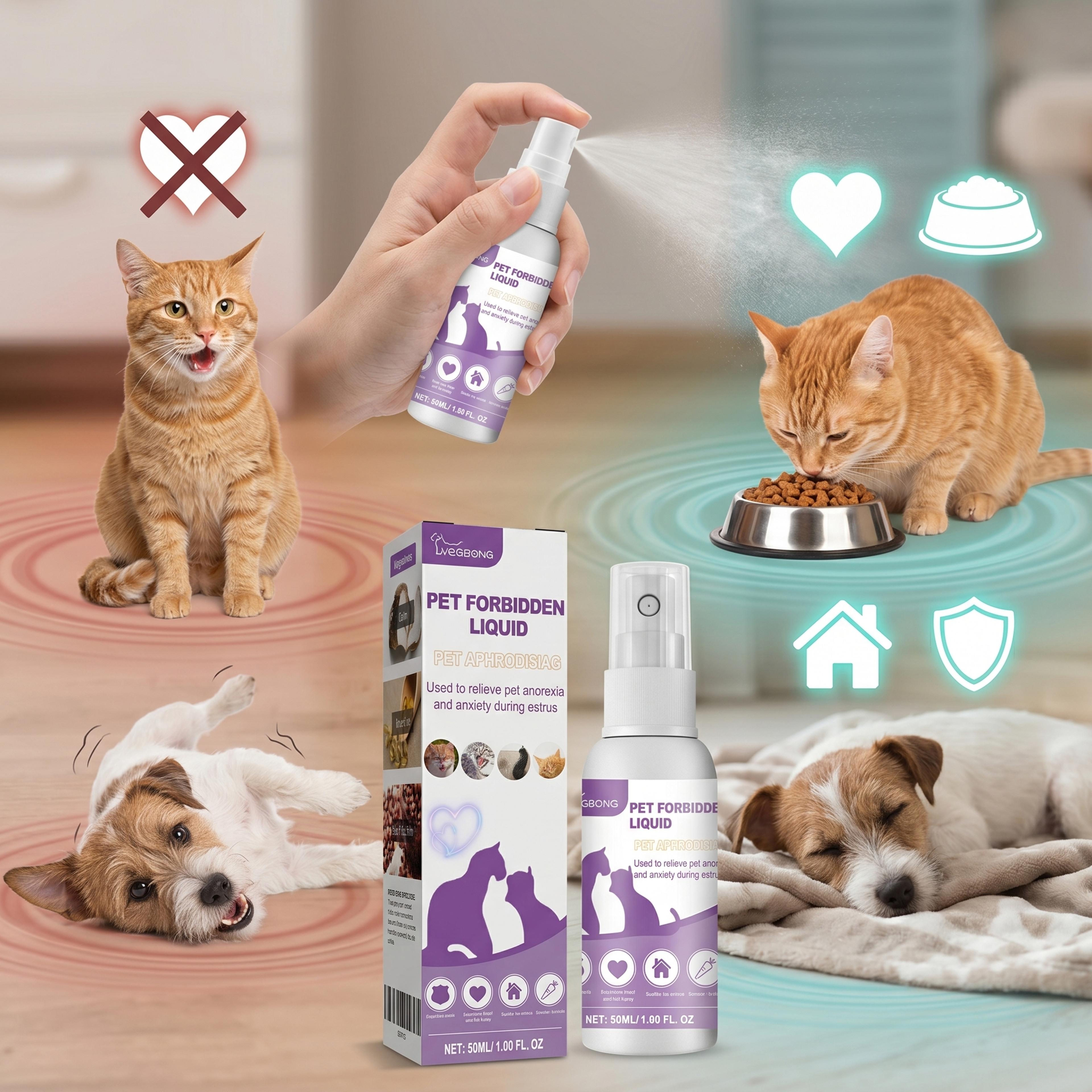 natural pet calming spray 50ml anxiety & estrus relief for cats & dogs