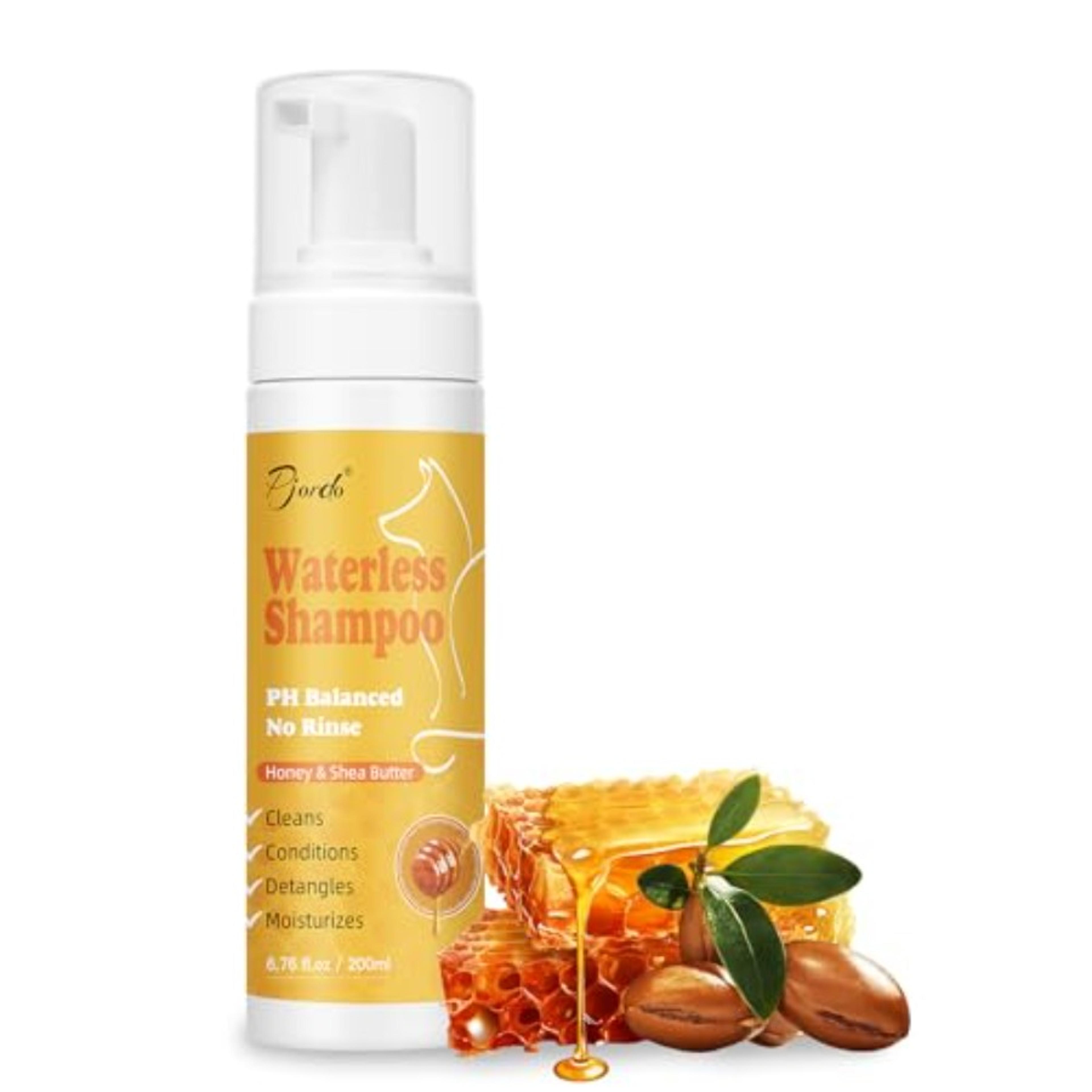 honey & shea waterless pet shampoo no rinse dry cleanser for cats & dogs