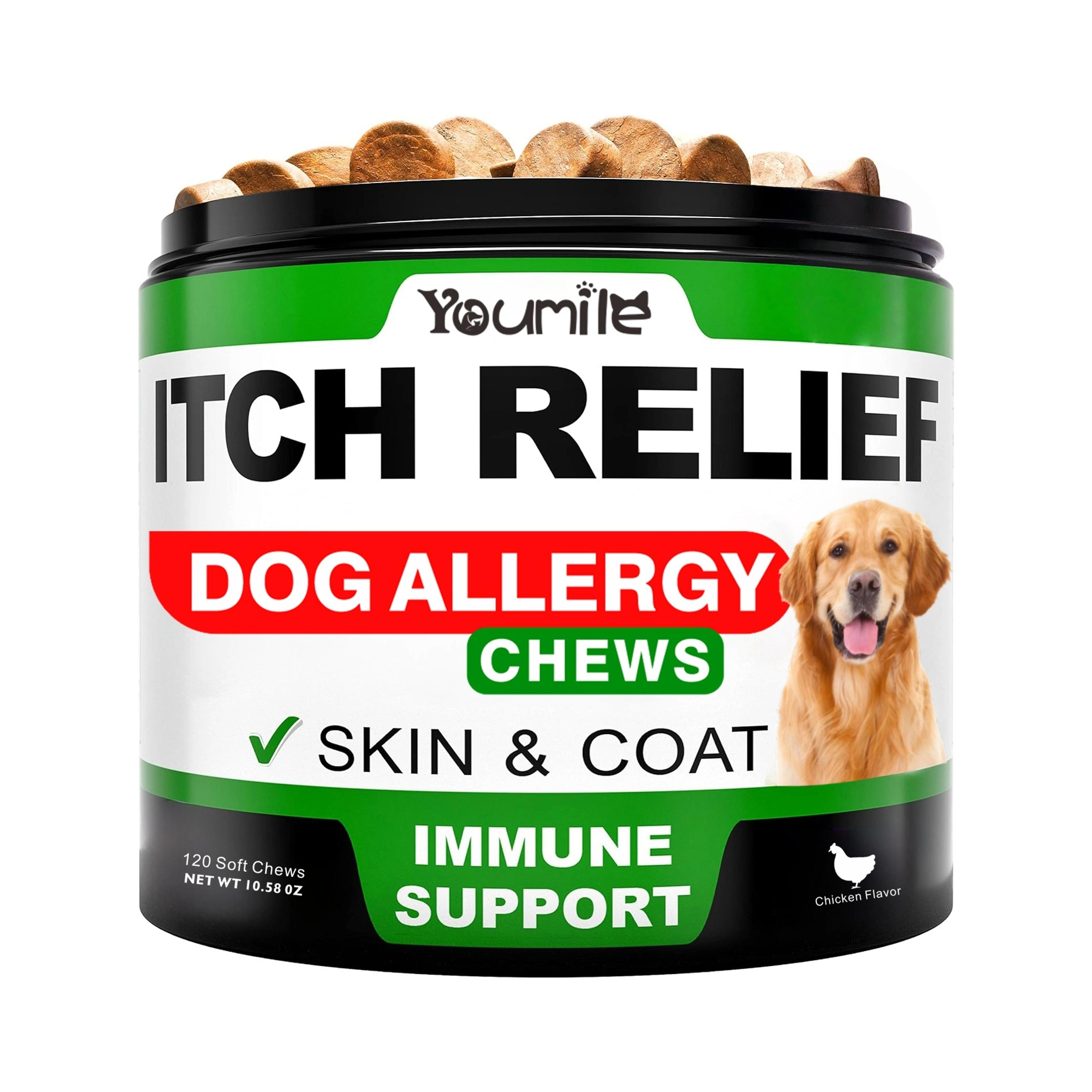 premium dog itch relief chews allergy & immune support dog supplement for healthy skin, gut health & ear itch relief
