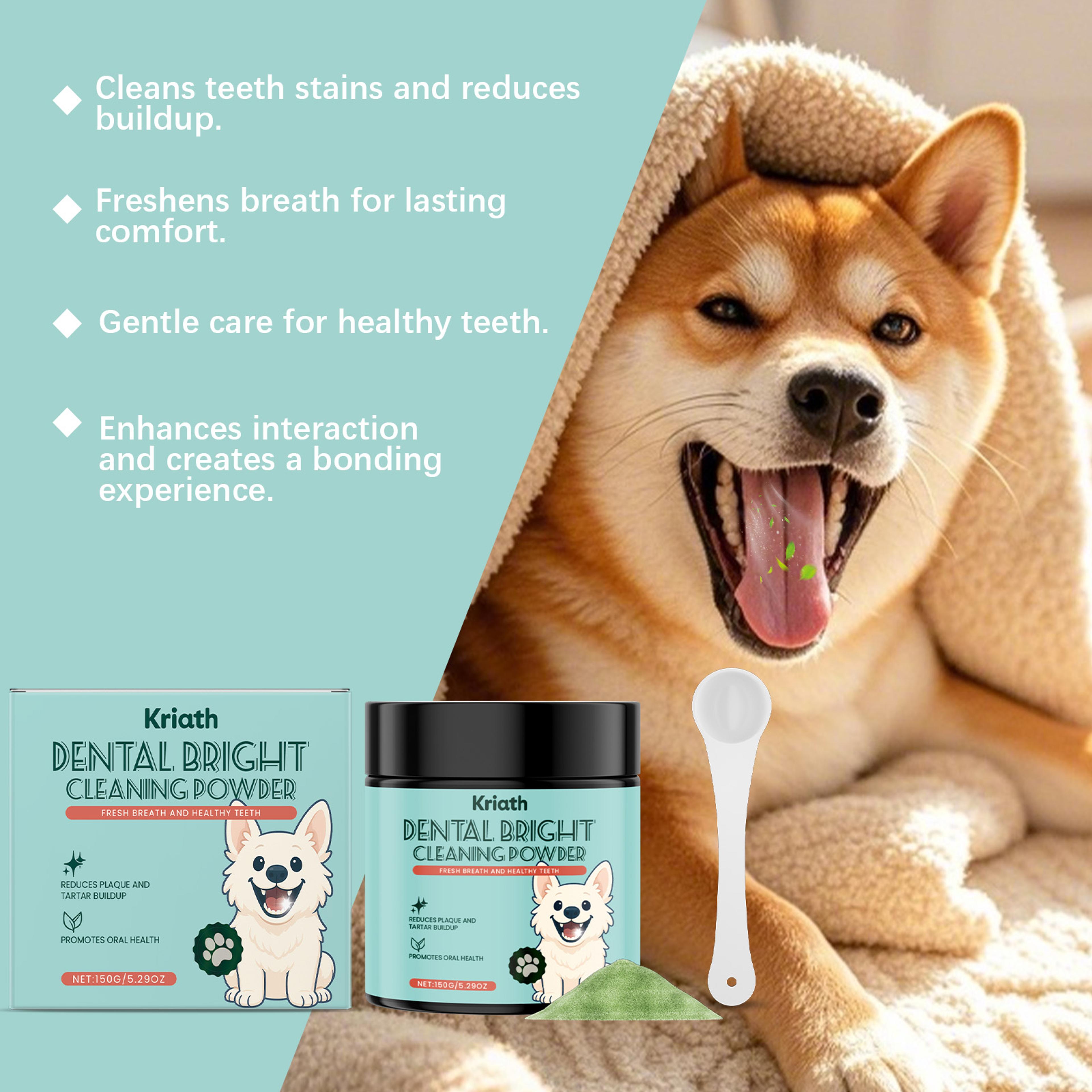 naturally fresh dog oral care powder teeth cleaning & plaque tartar remover breath freshener