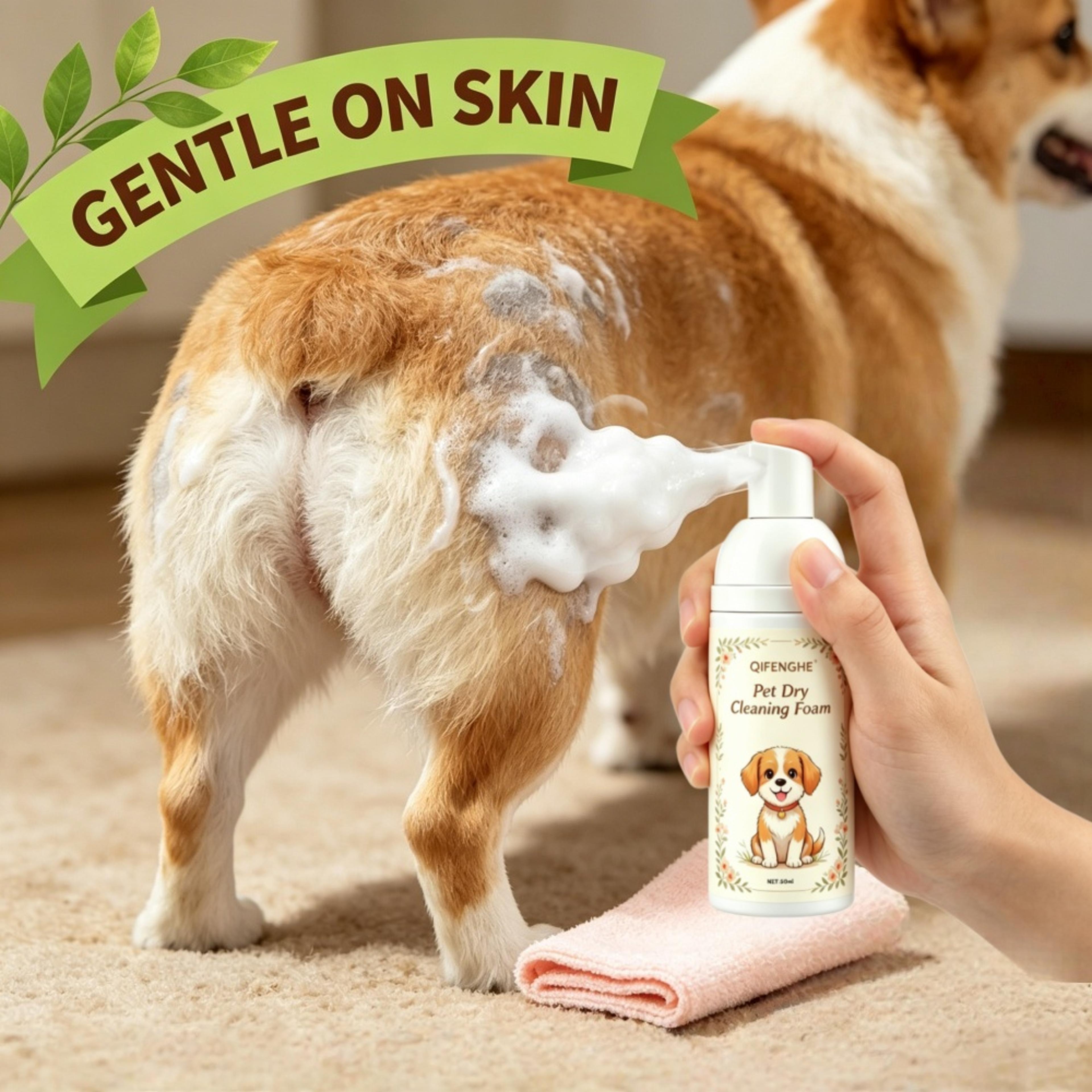 waterless dog shampoo foam 60ml no-rinse pet grooming cleaner