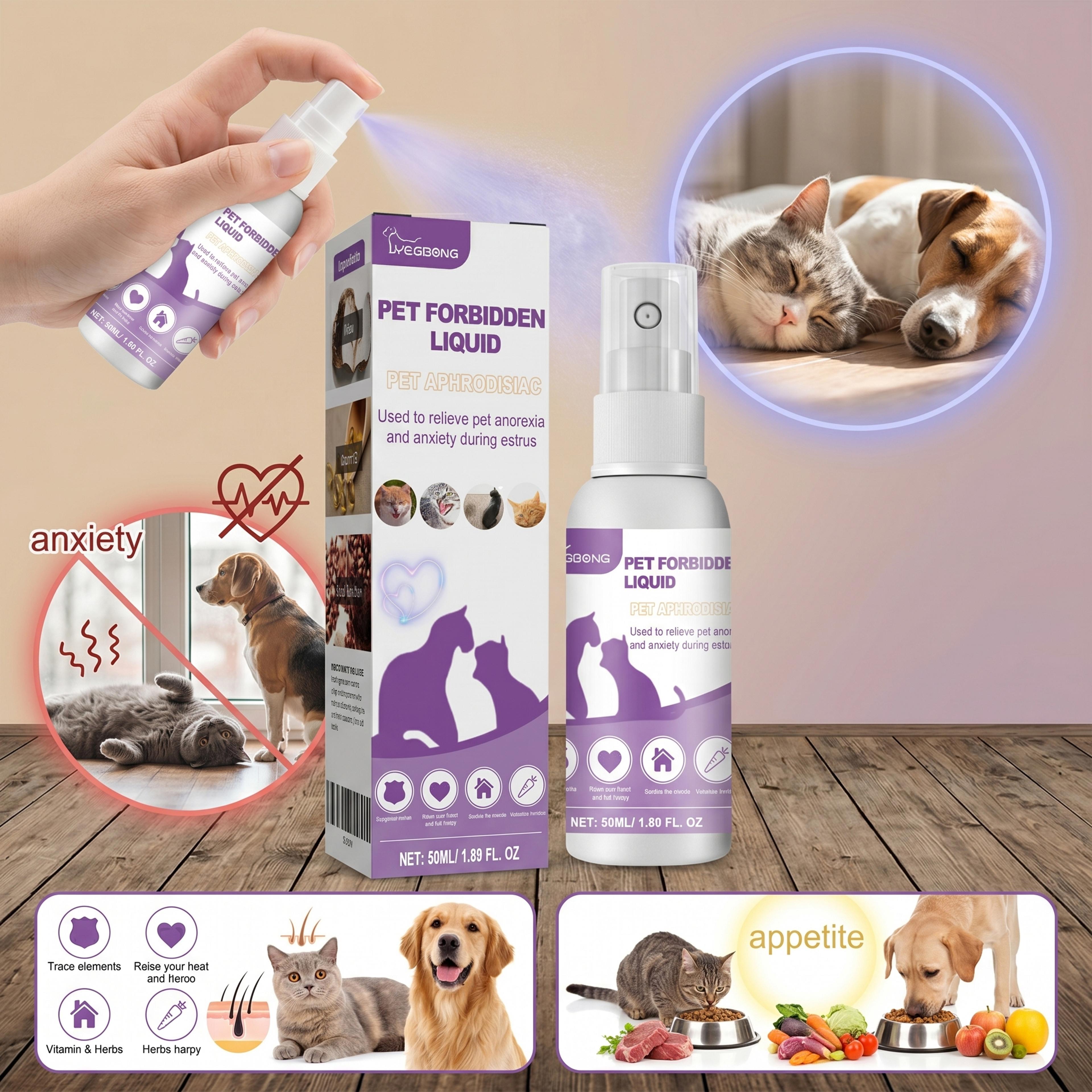 natural pet calming spray 50ml anxiety relief & estrus support for dogs & cats, mood balance care