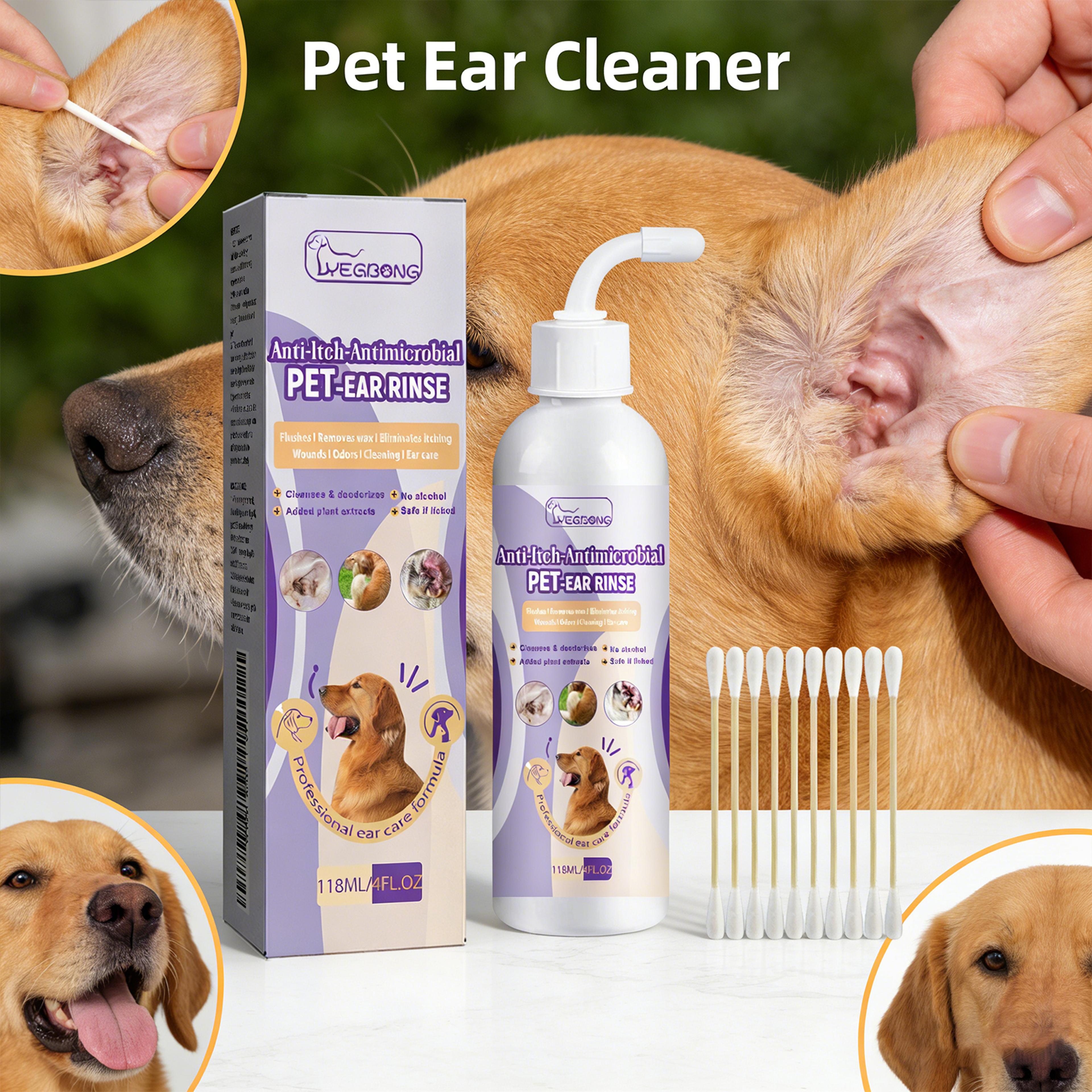 dog & cat ear cleaner drops pet ear wax & odor removal, itch relief solution
