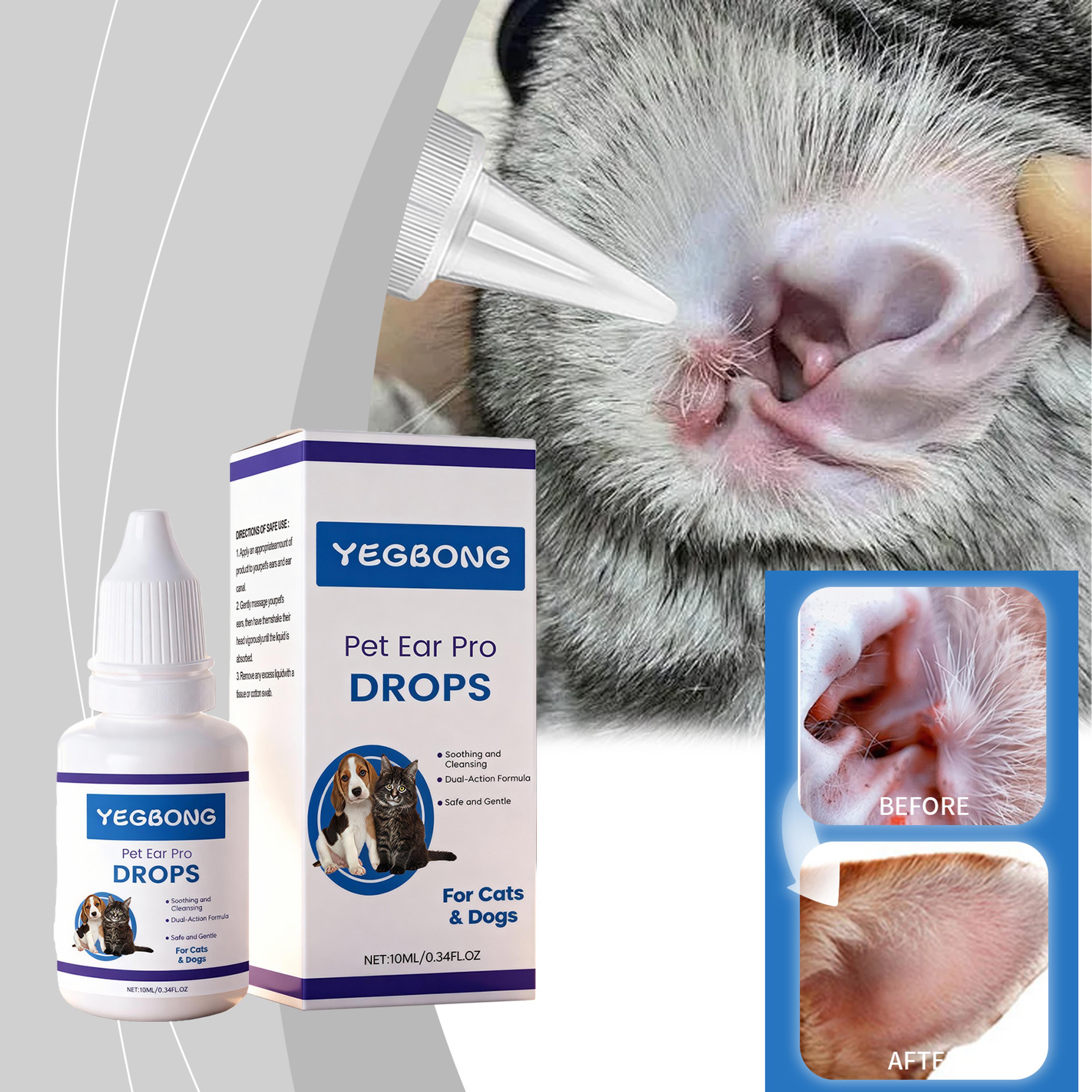 pet ear pro drops for dogs & cats ear wax cleaner, odor & itch relief ear care solution