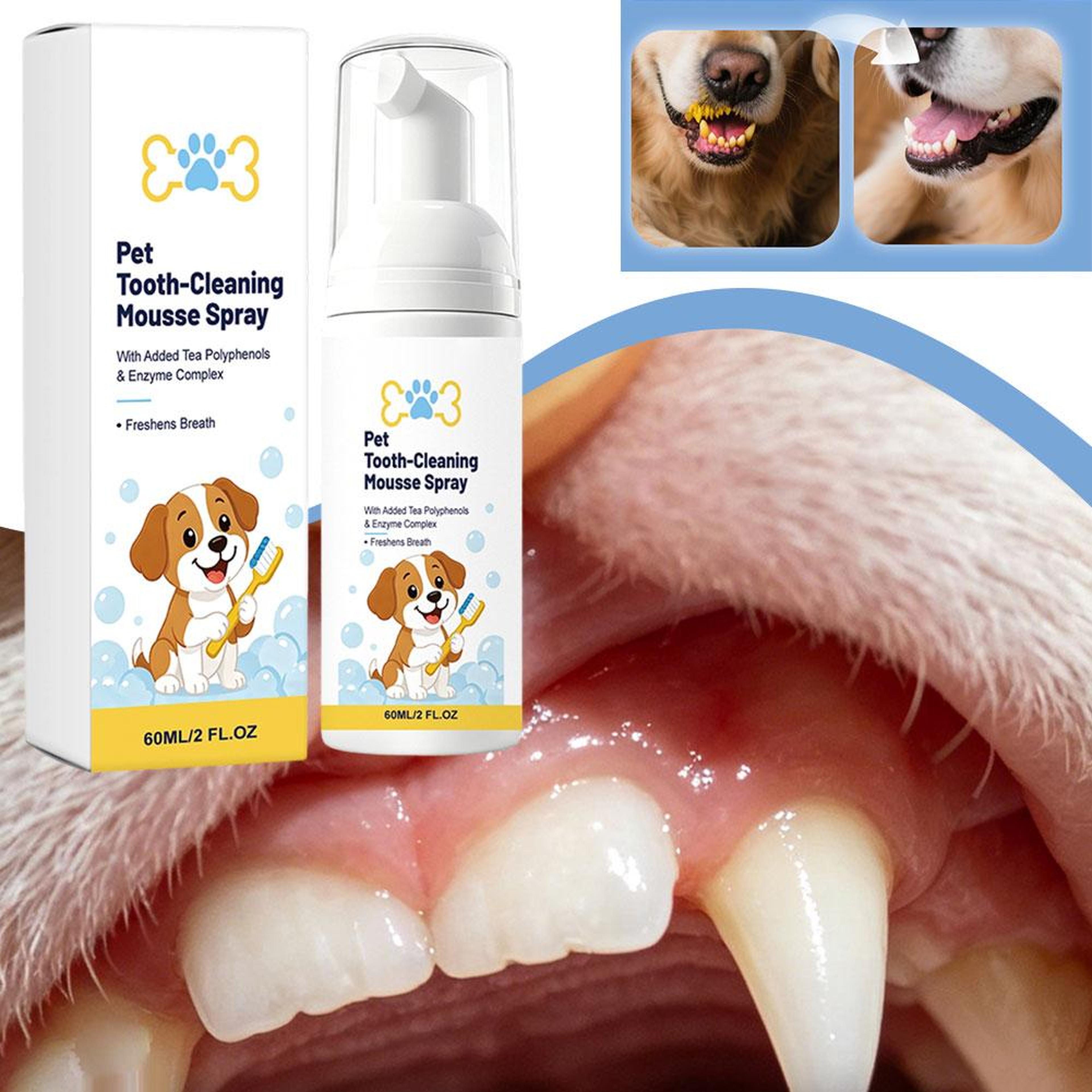 pet dental mousse spray for dogs and cats plaque & tartar breath freshener