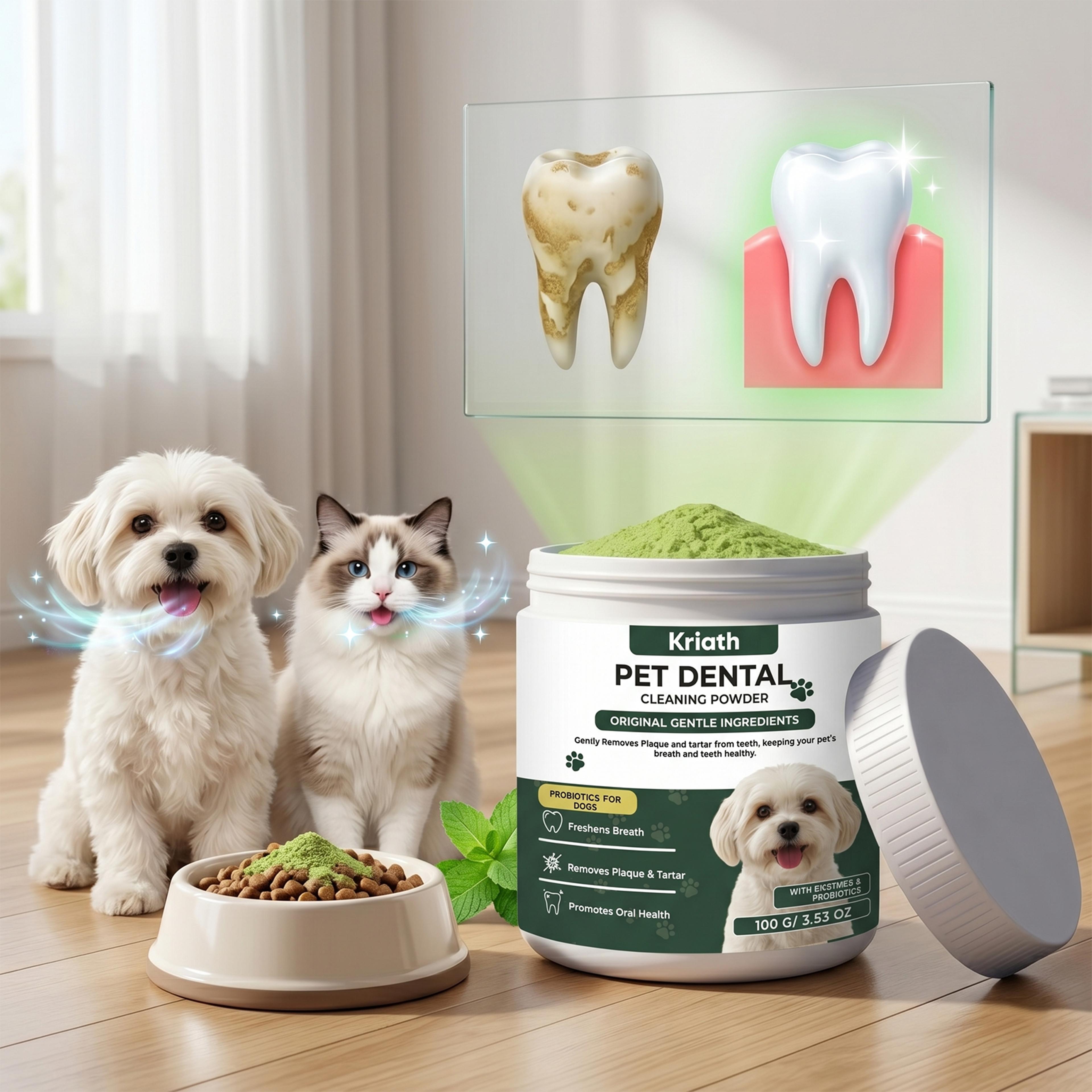 dog & cat dental care powder tartar control & breath freshener for pet oral hygiene