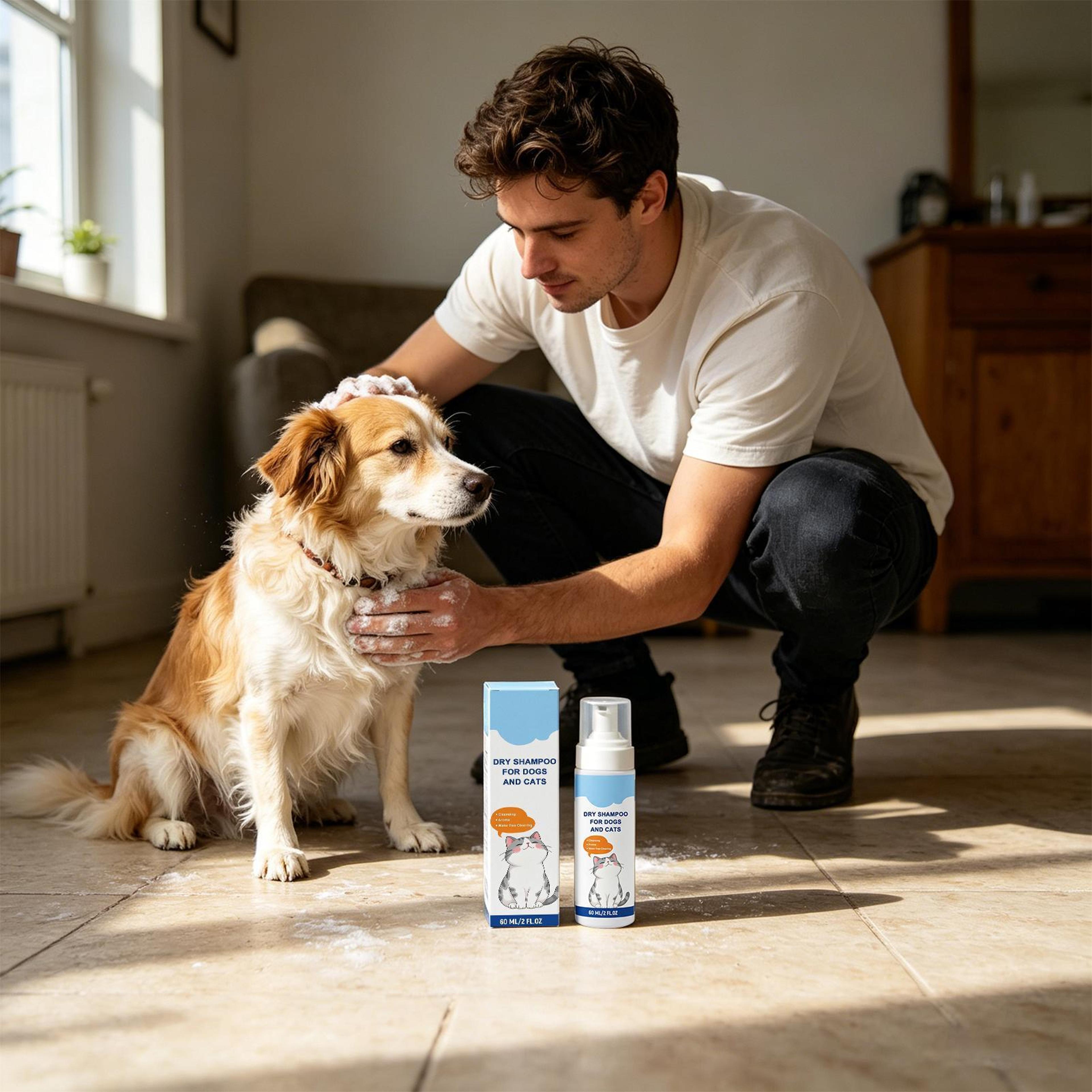 portable waterless dog shampoo no rinse pet cleaning foam 60ml travel grooming solution
