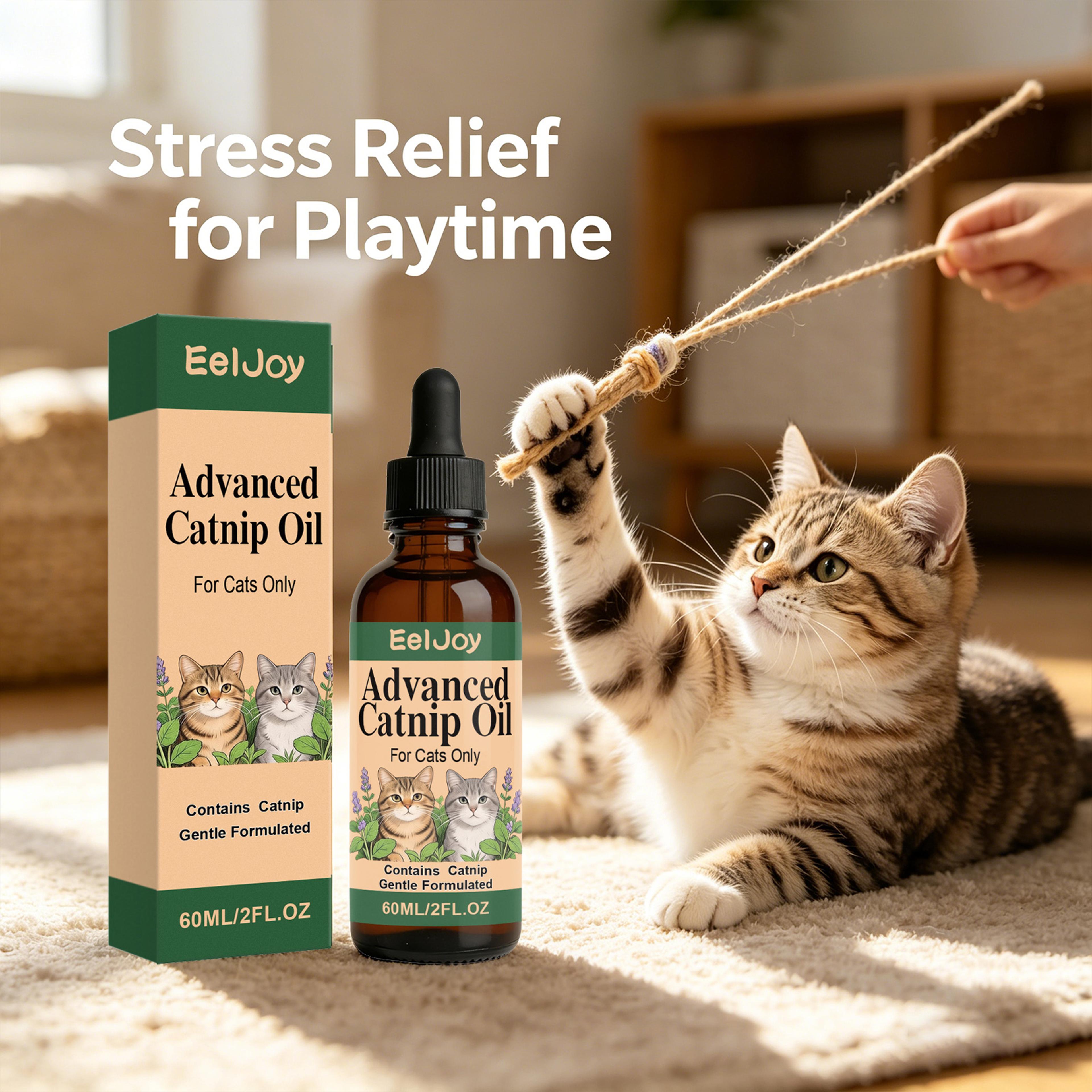 natural cat calming catnip oil drops for cat anxiety relief, stress reduction & behavioral balance