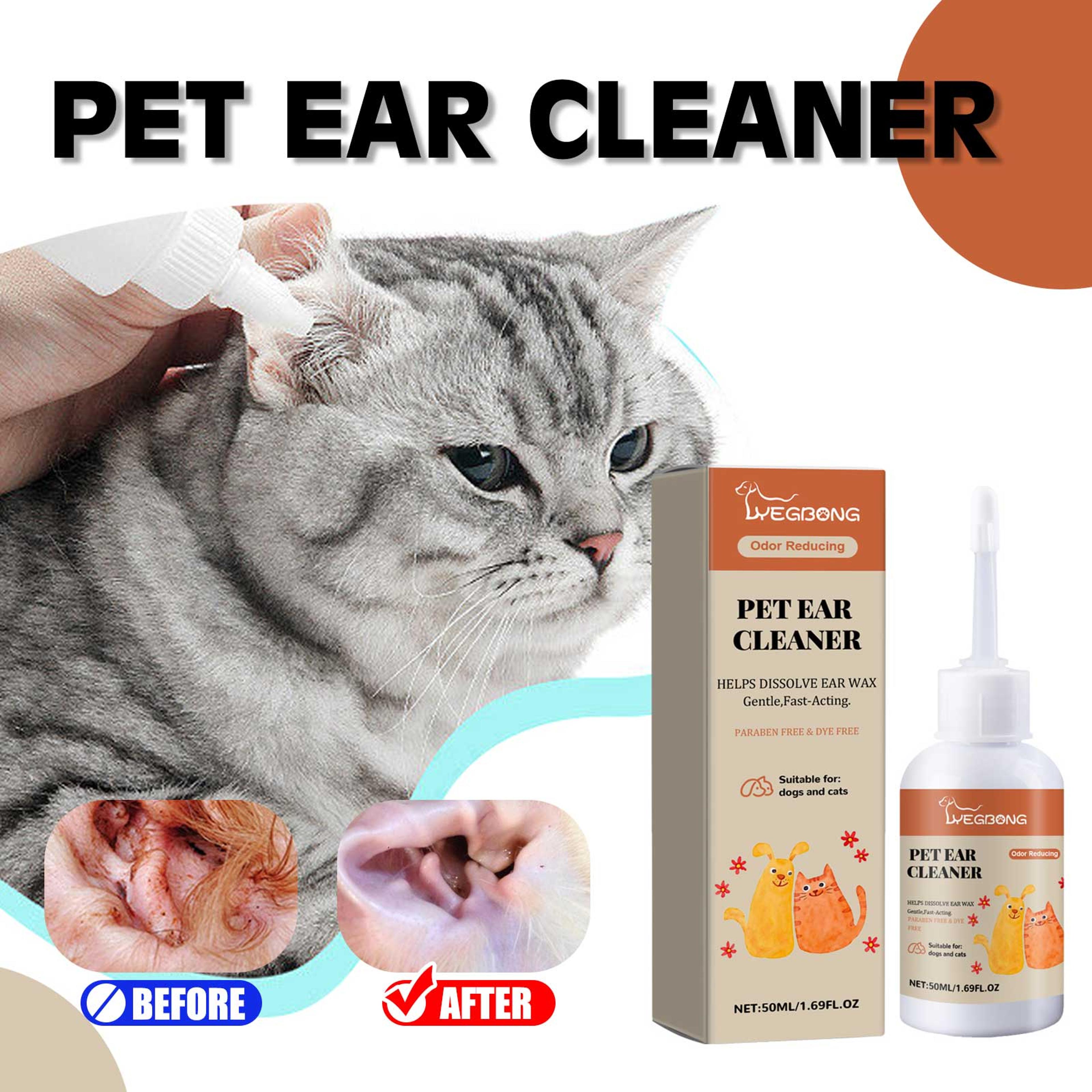 pet ear cleaning drops for dogs & cats ear wax remover & ear infection care solution