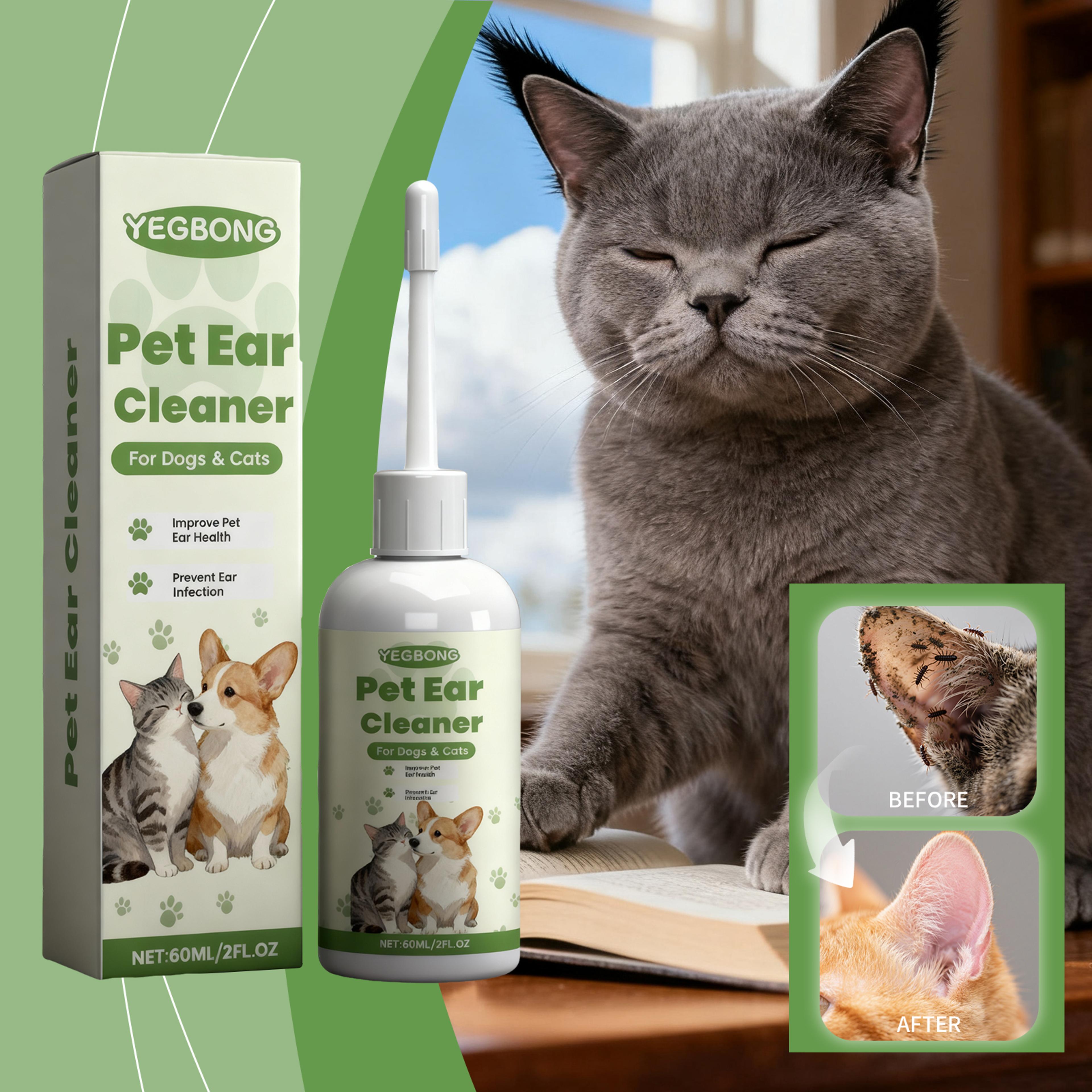 universal pet ear cleaner drops for dogs & cats gentle ear cleaning, odor removal & ear mite care solution