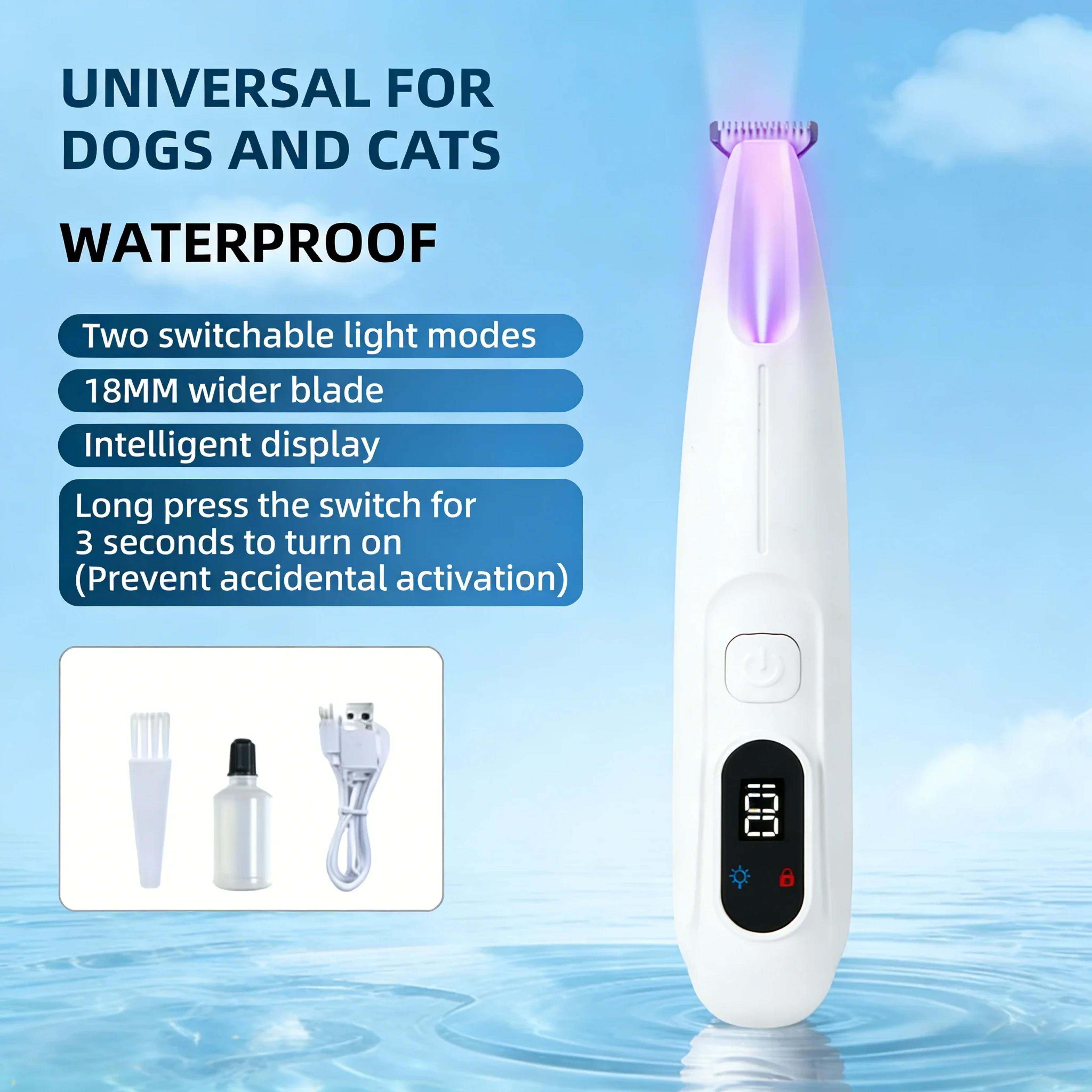 2 in 1 pet grooming kit with led light & waterproof pet hair trimmer