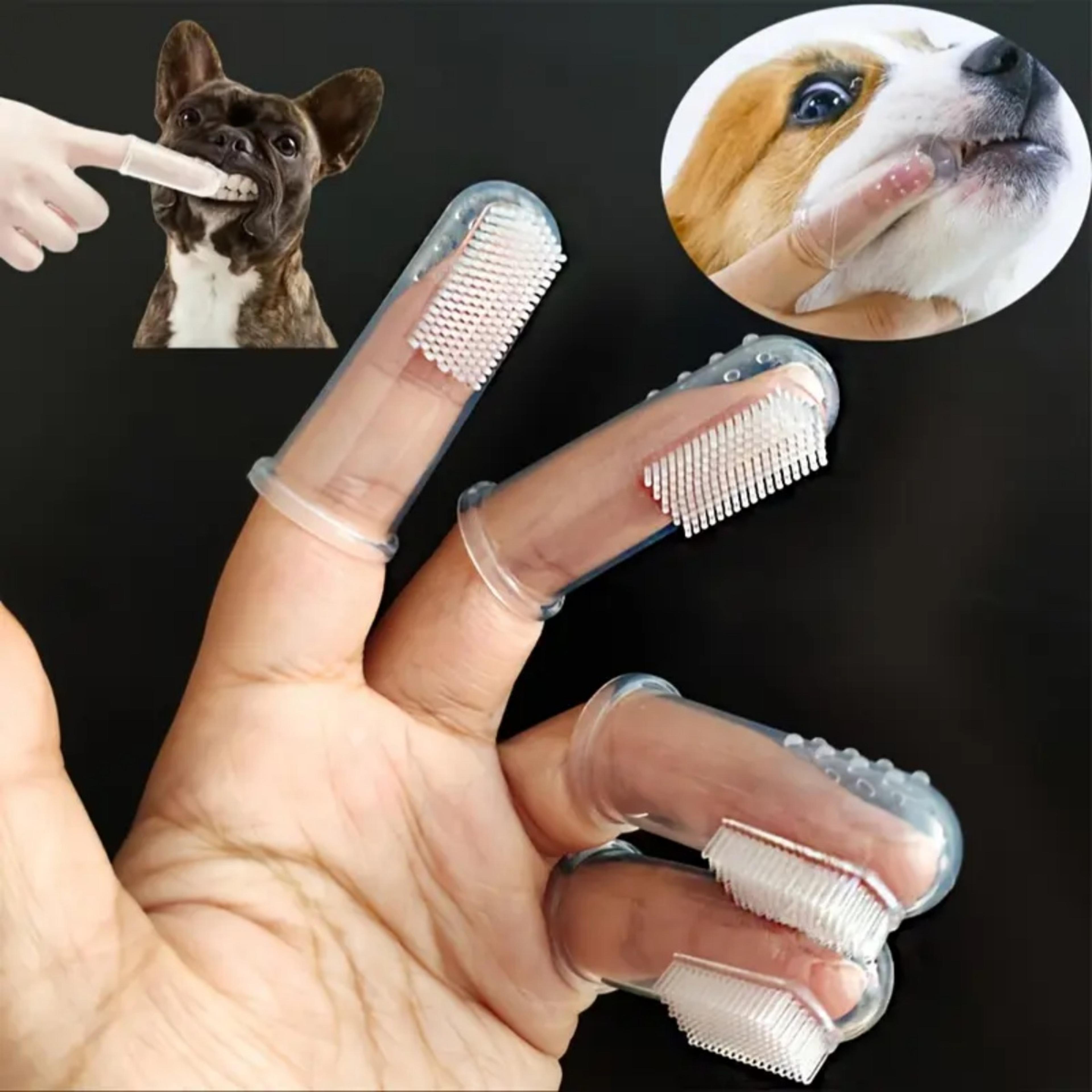 finger dental brush for dogs & cats soft nylon plaque remover