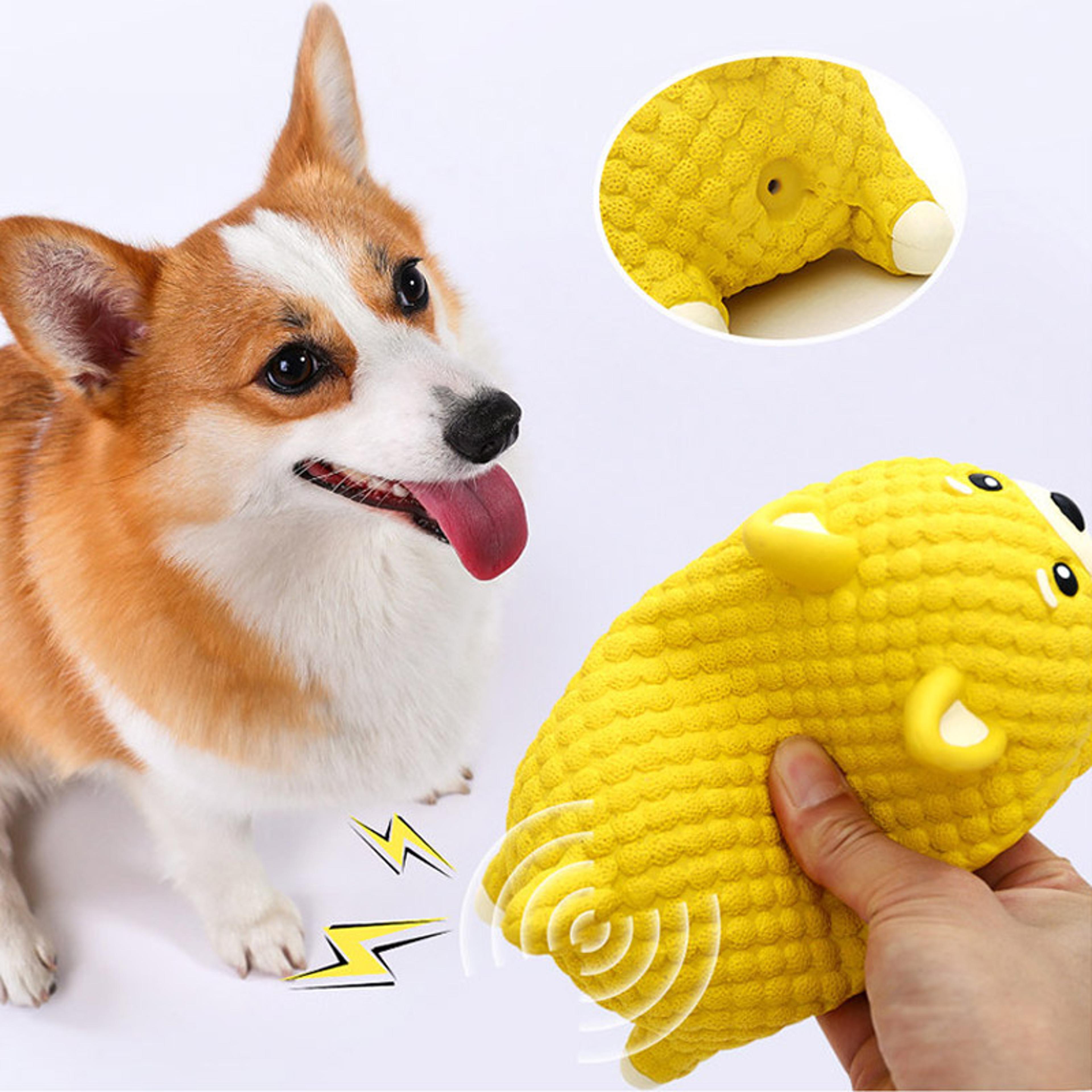 bark buddy squeaky latex dog chew toy for teeth cleaning & boredom relief