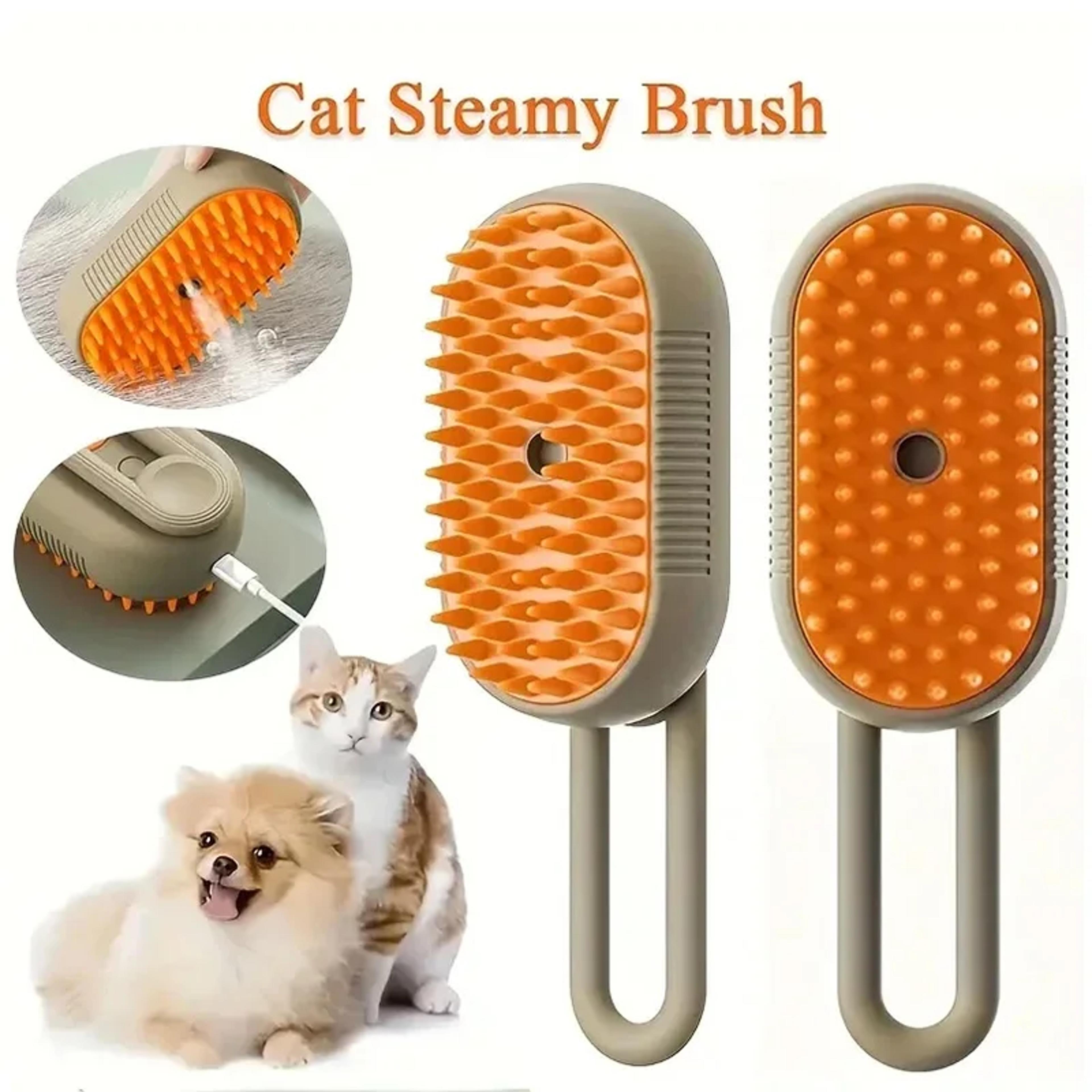 steam glow 3 in 1 pet grooming brush & spray massager for dogs and cats
