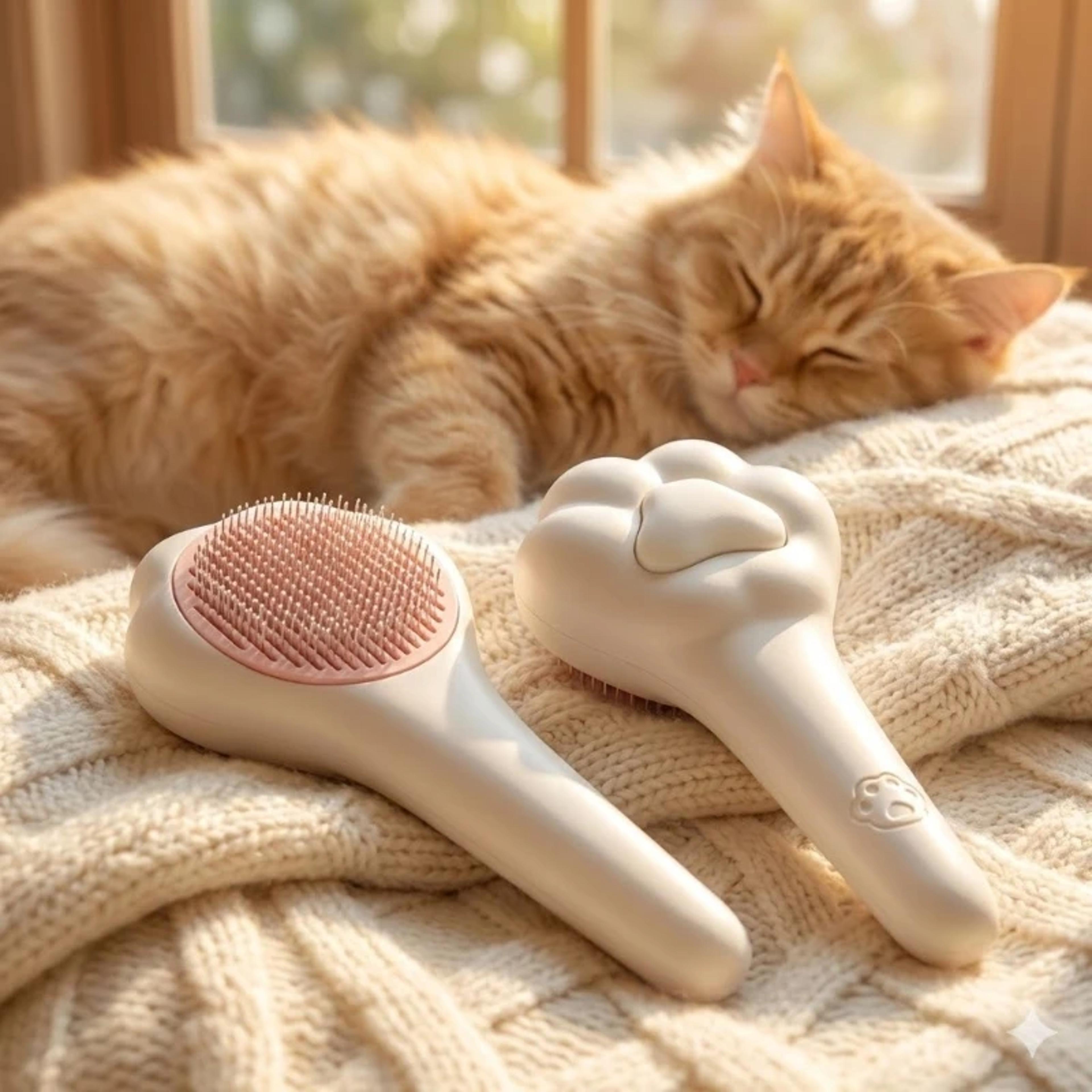 cat paw self cleaning grooming brush for cats & dogs