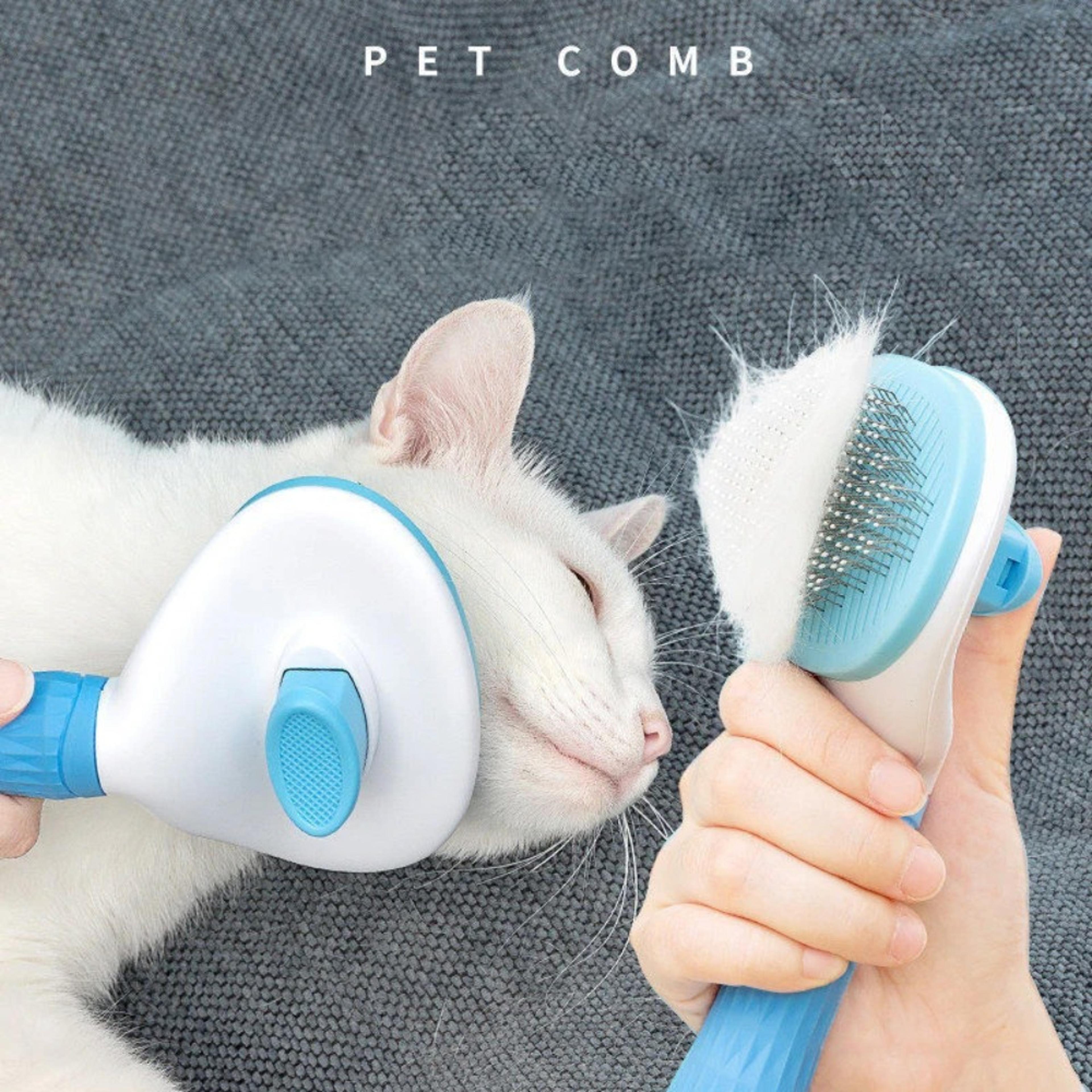 self cleaning pet grooming brush for dogs & cats with stainless steel deshedding brush pins