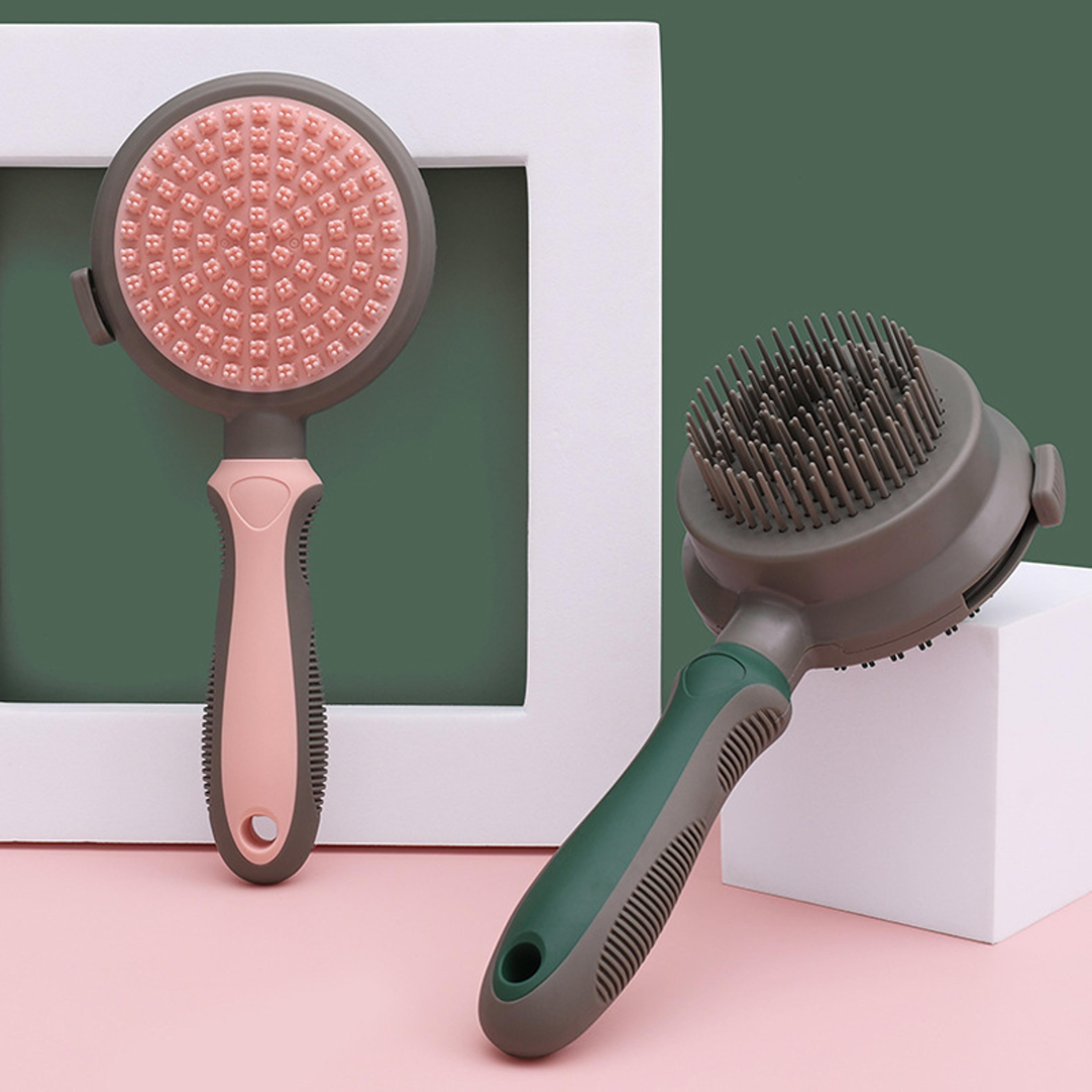 double sided dog grooming brush for bathing, deshedding & gentle pet massage