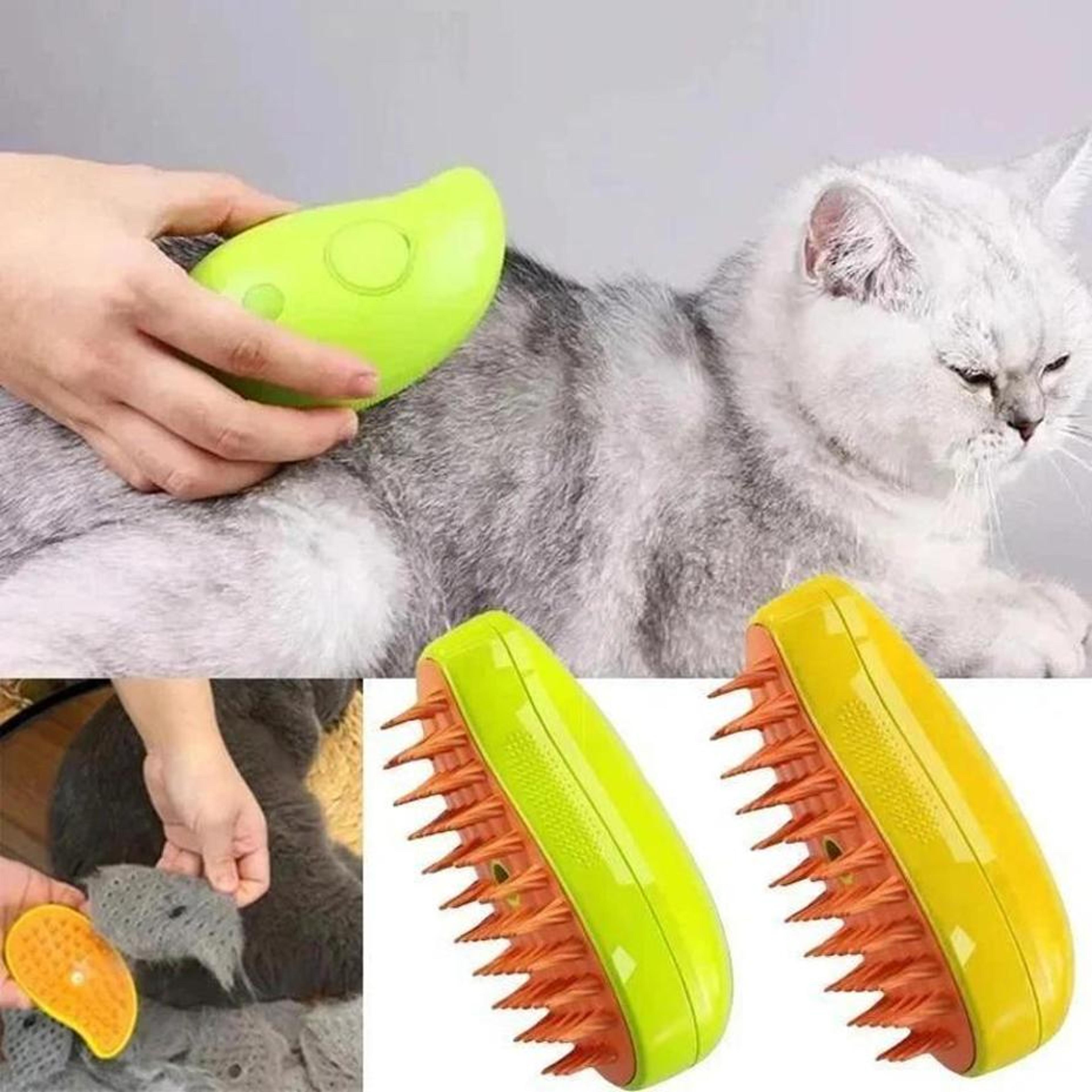 steam glow cat steam brush electric spray pet grooming comb with soft silicone hair remover