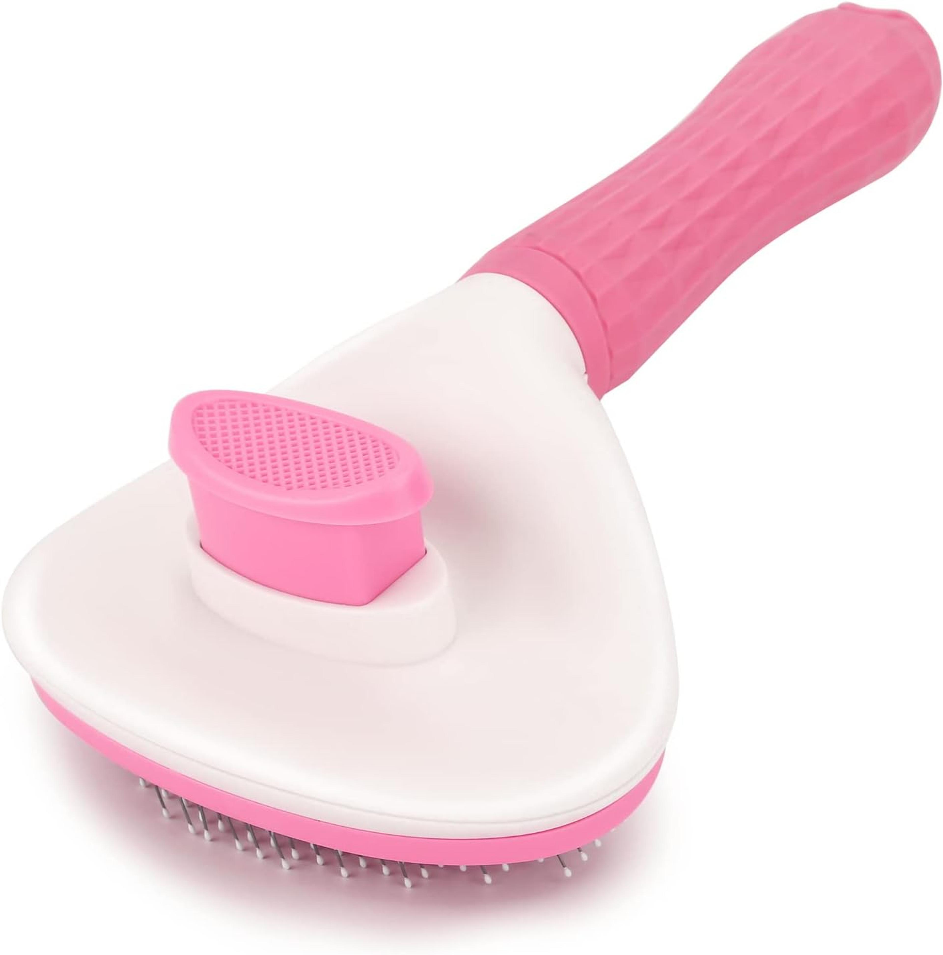 gentle pet grooming brush for dogs & cats rounded deshedding brush with anti-slip handle