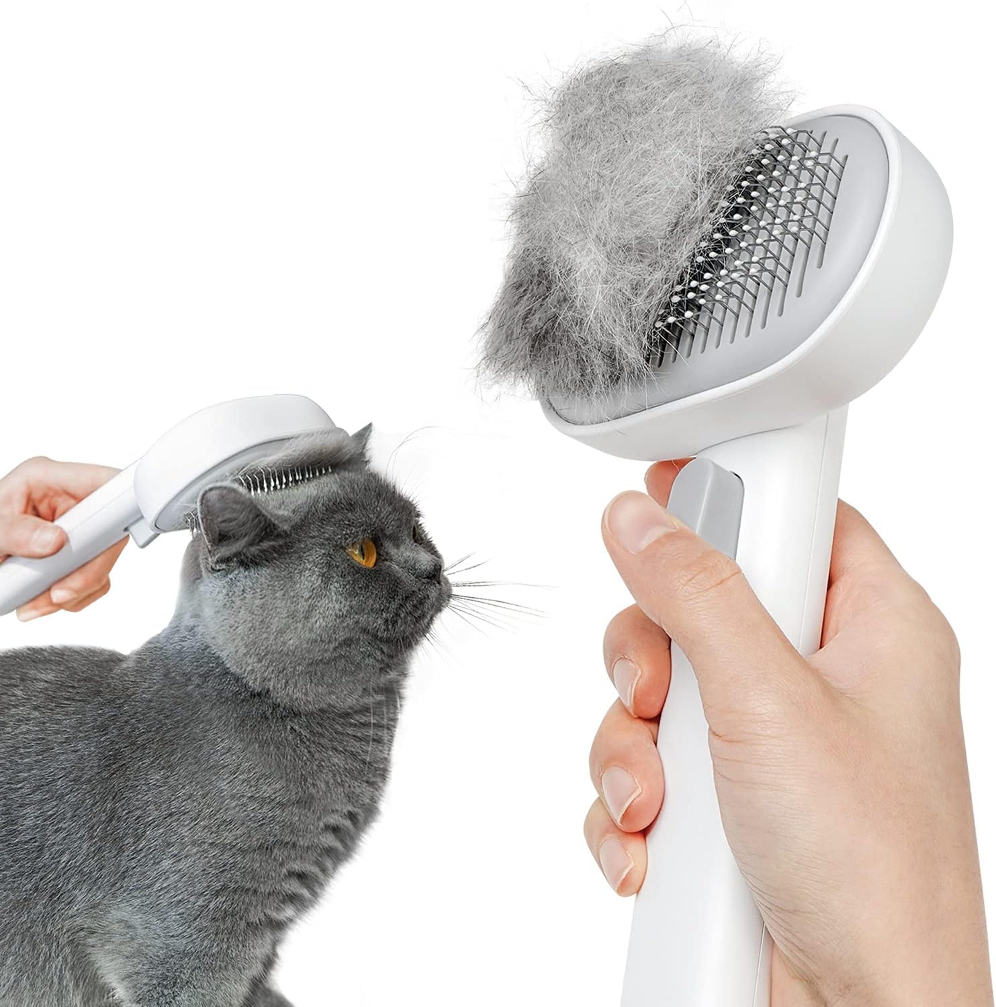 self cleaning cat brush for shedding and grooming comb for long & short hair cats
