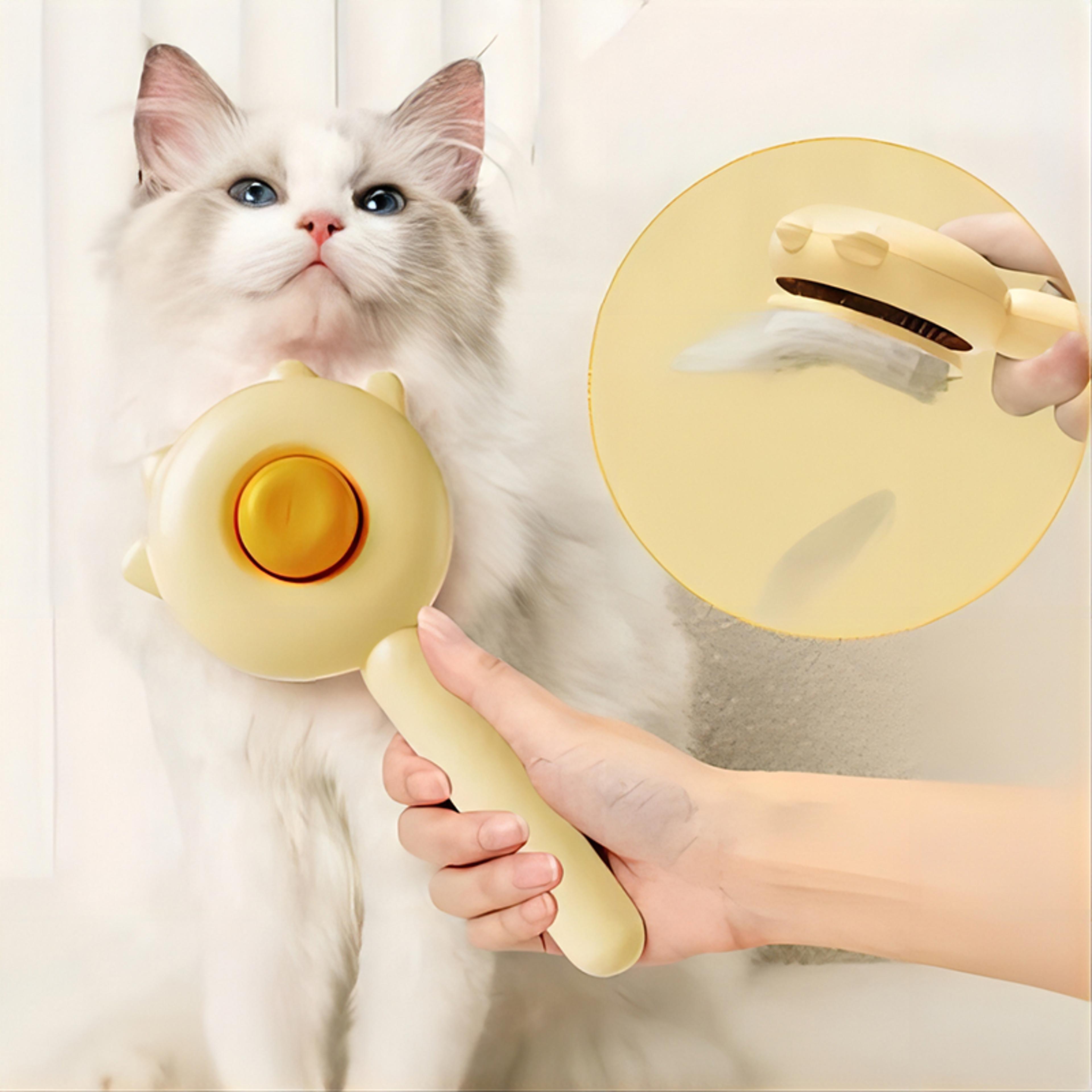self cleaning pet grooming brush for cats & dogs with one click hair removal