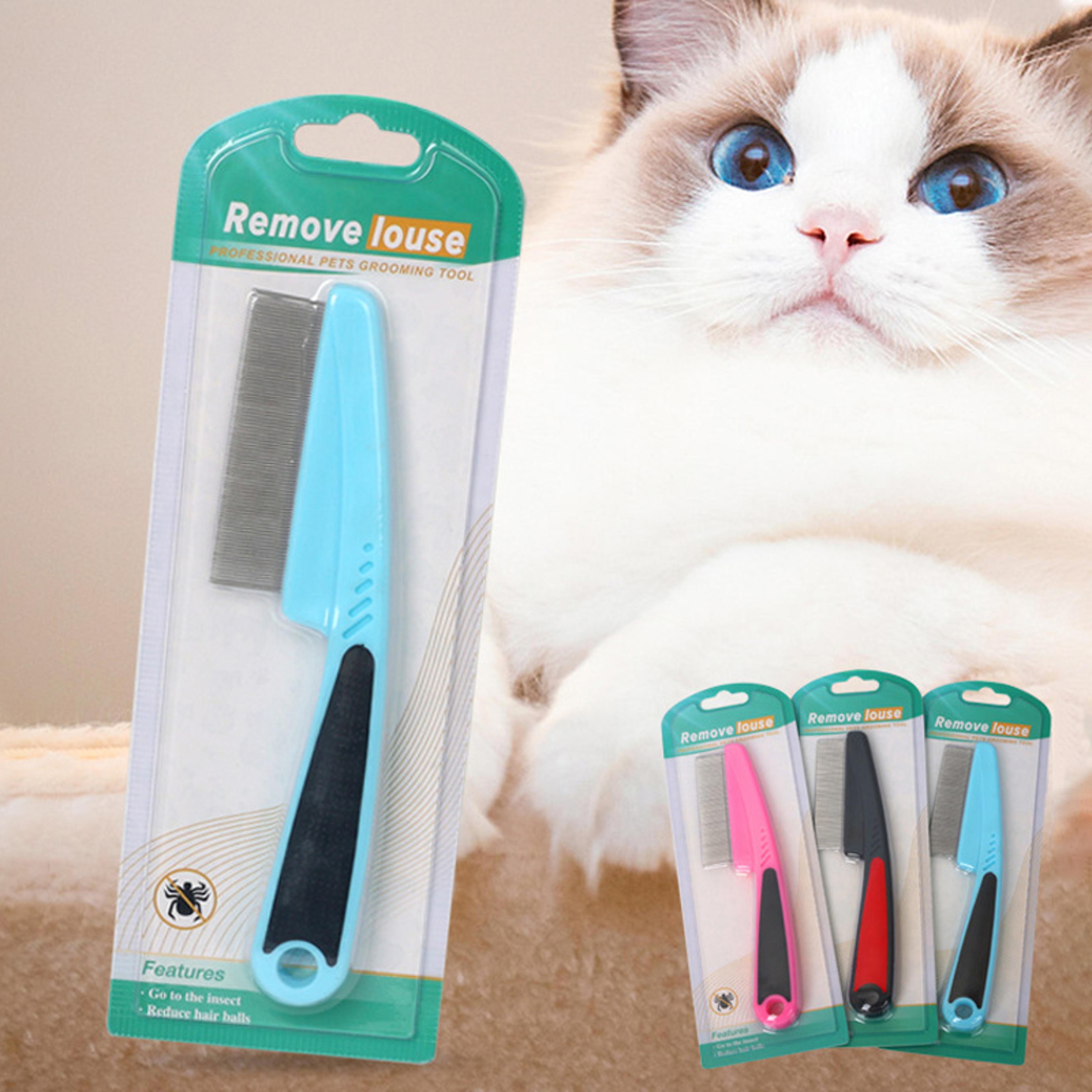long handle pet flea comb for dogs & cats | durable dog grooming comb for fleas, lice & loose fur