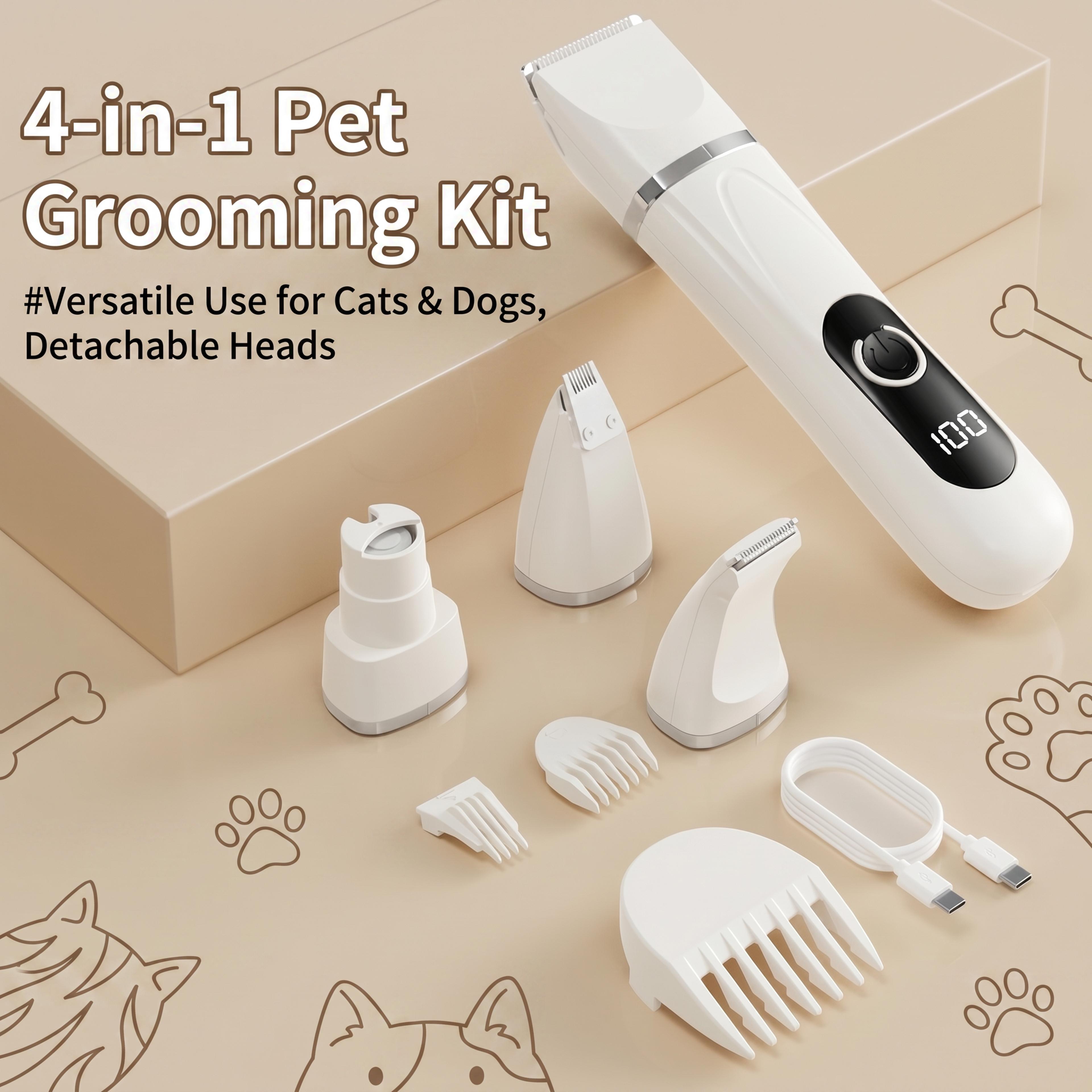 pet grooming kit with dog hair trimmer, cat nail grinder & paw trimmer
