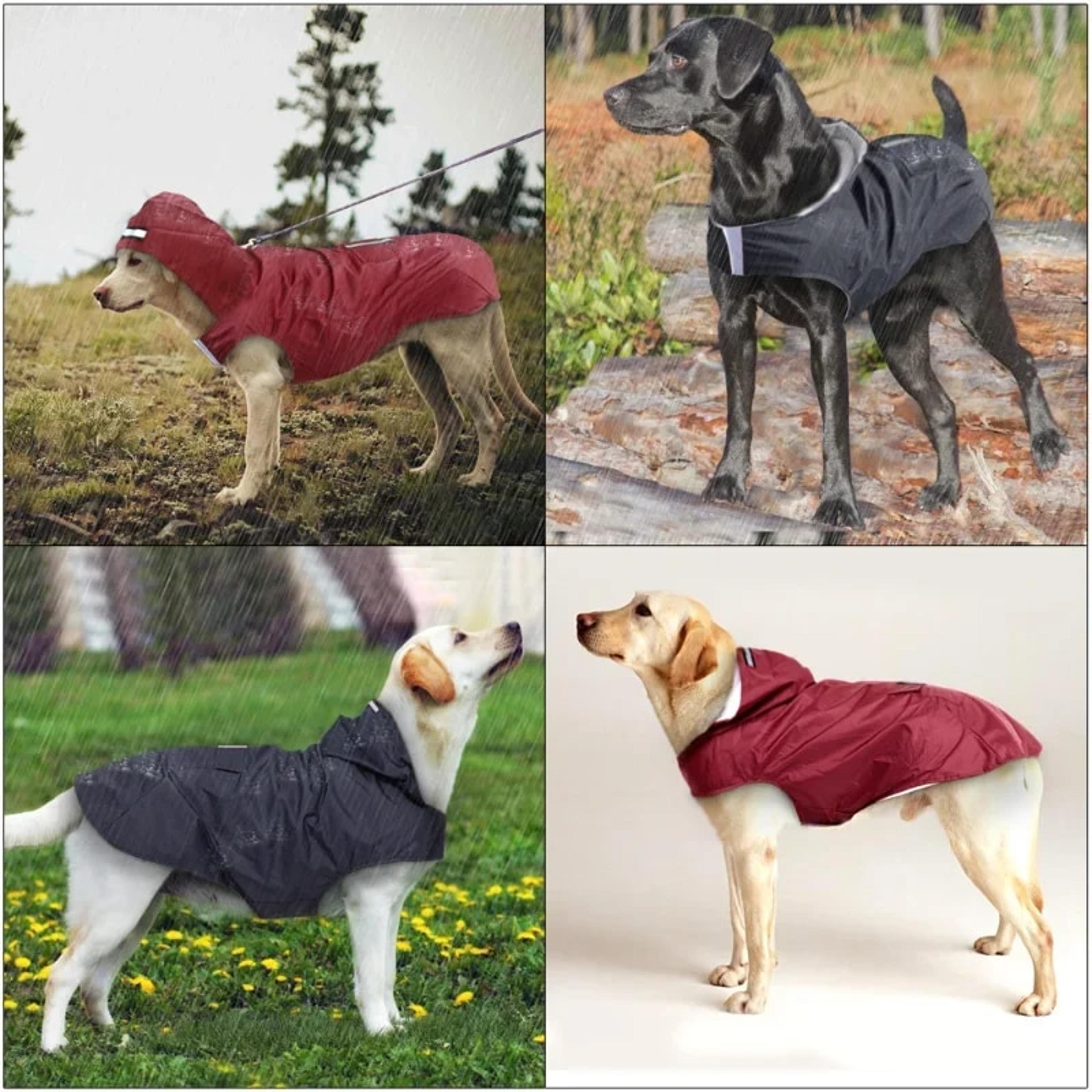durable dog raincoat with hoodie & reflective stripe - waterproof pet jacket