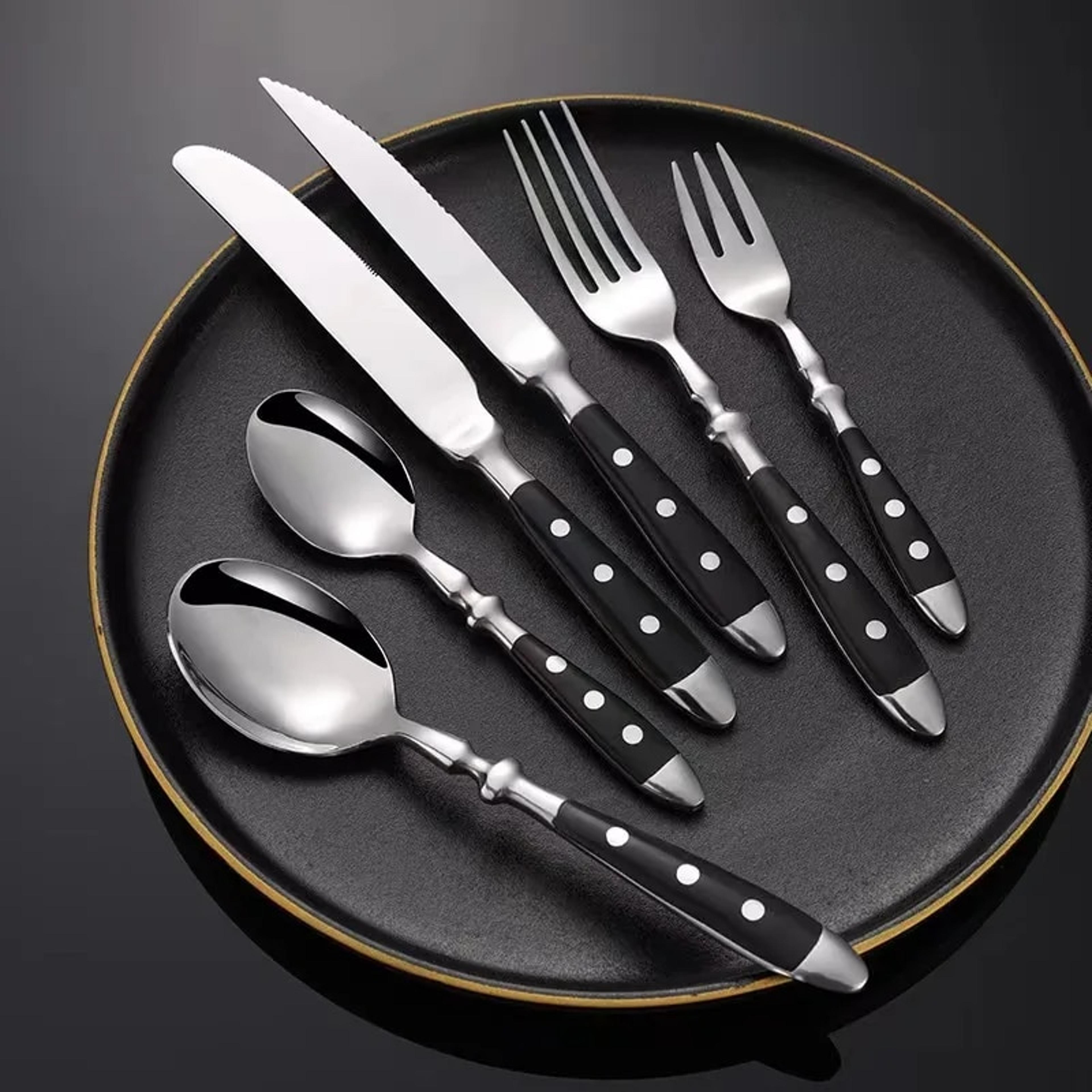 creative retro stainless cutlery set with riveted handle - dining & kitchen tableware