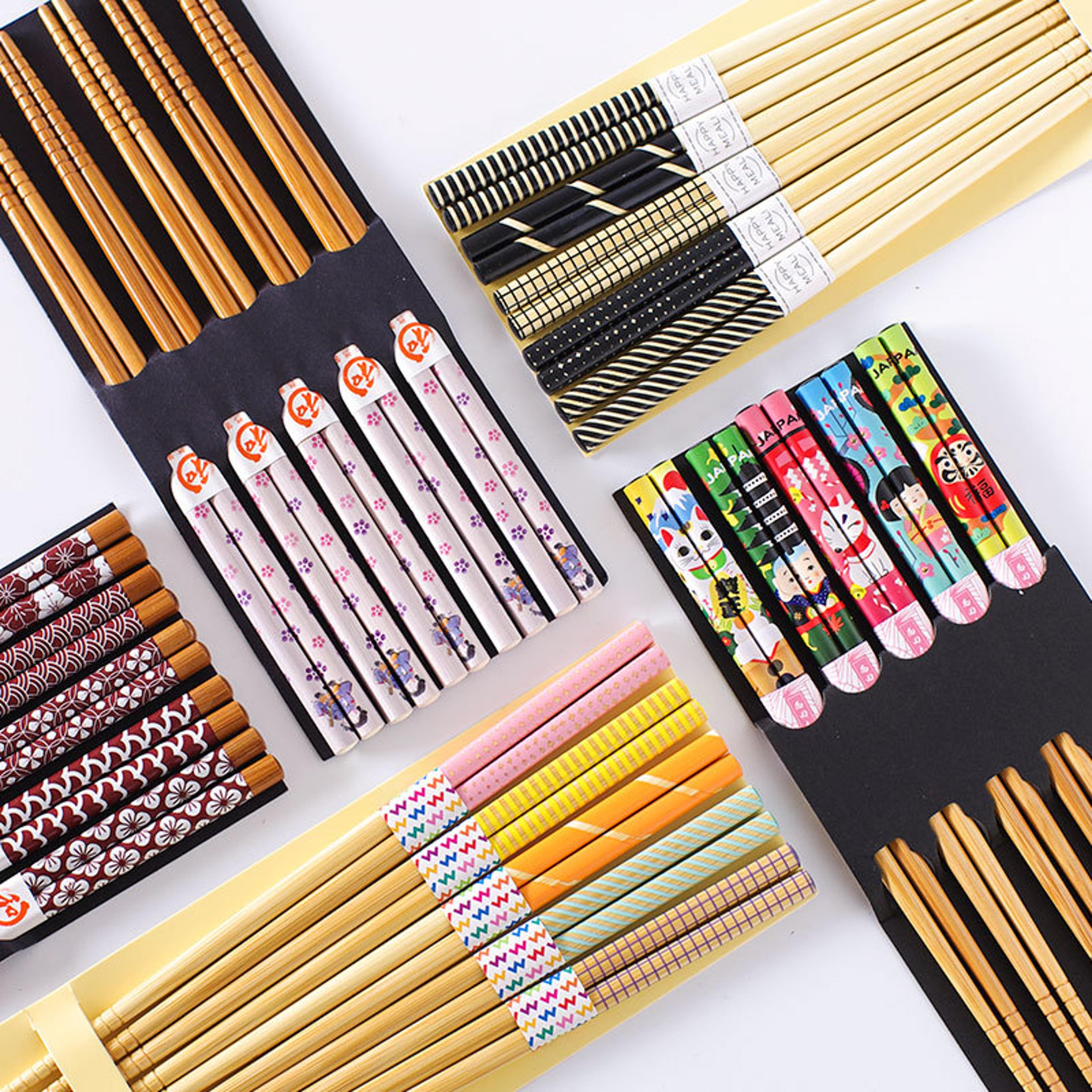 multi-color bamboo chopsticks set: non-slip, mold-resistant, reusable