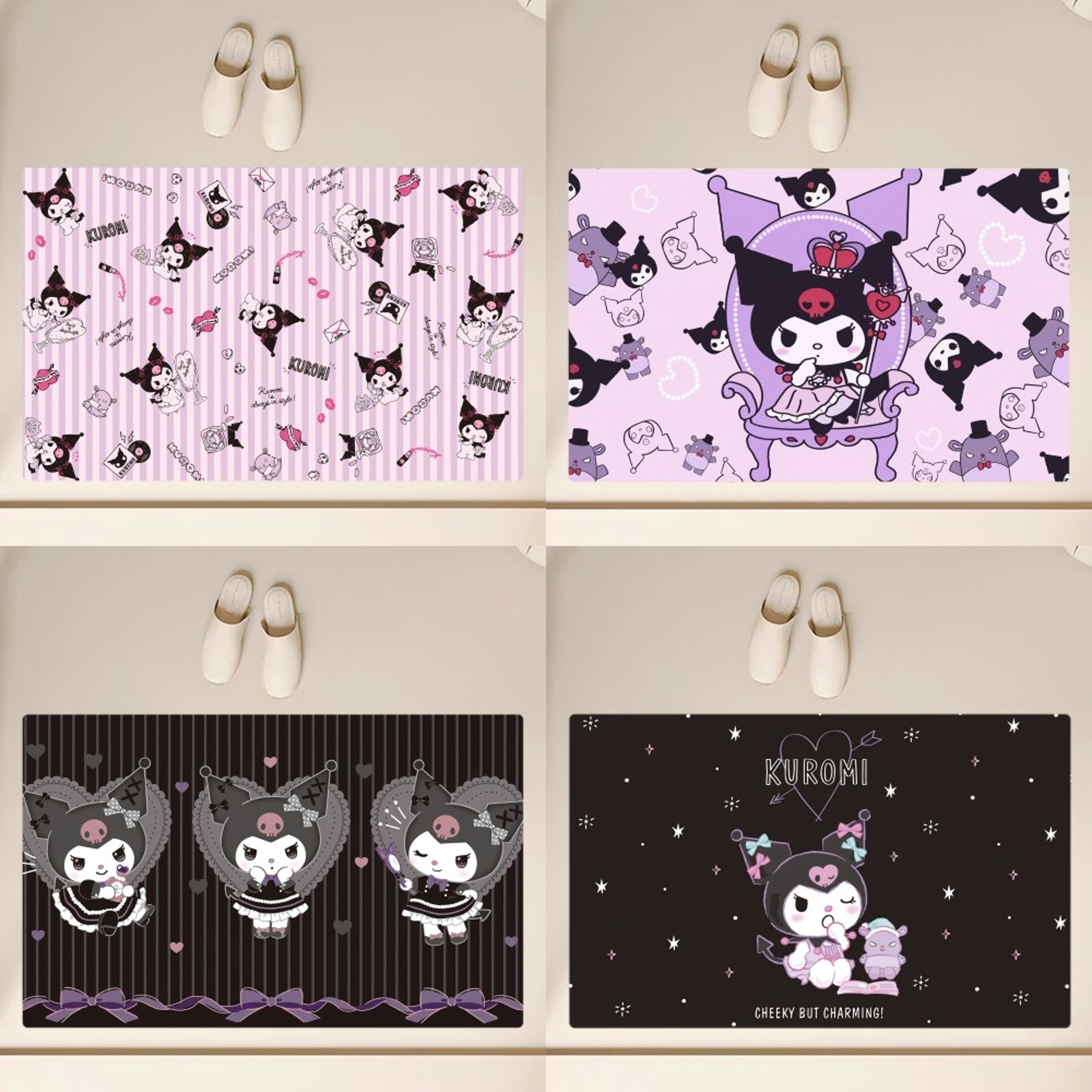 miniso cartoon kuromi cute floor mat: anti-slip rug for bathroom, kitchen, bedroom, living room - home decor essential