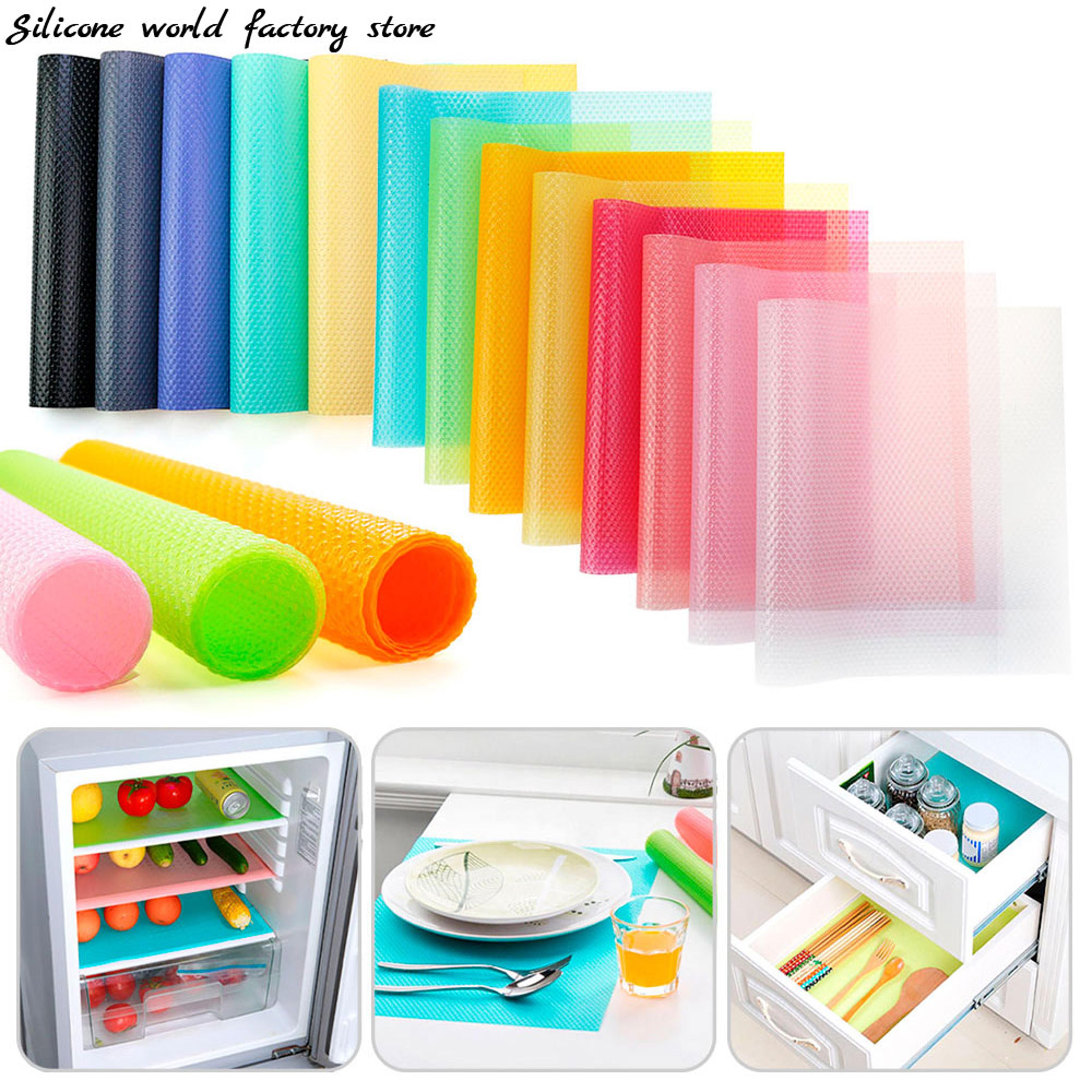 reusable silicone cabinet mat: moisture-proof, waterproof shelf liner - anti-slip kitchen pad 1
