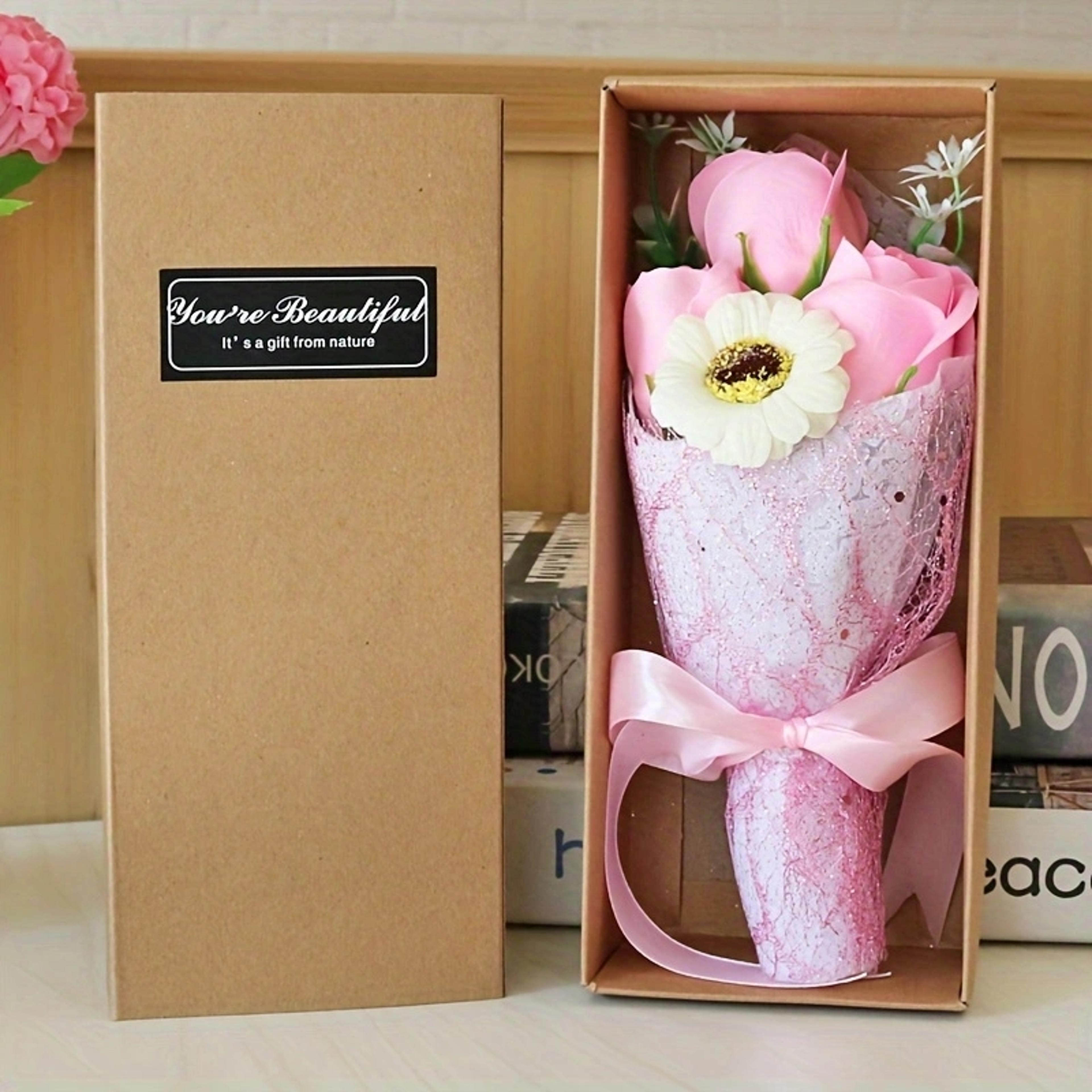 creative soap flower valentine's day gift box set, wife gift, rose flower bouquet, artificial soap small bouquet