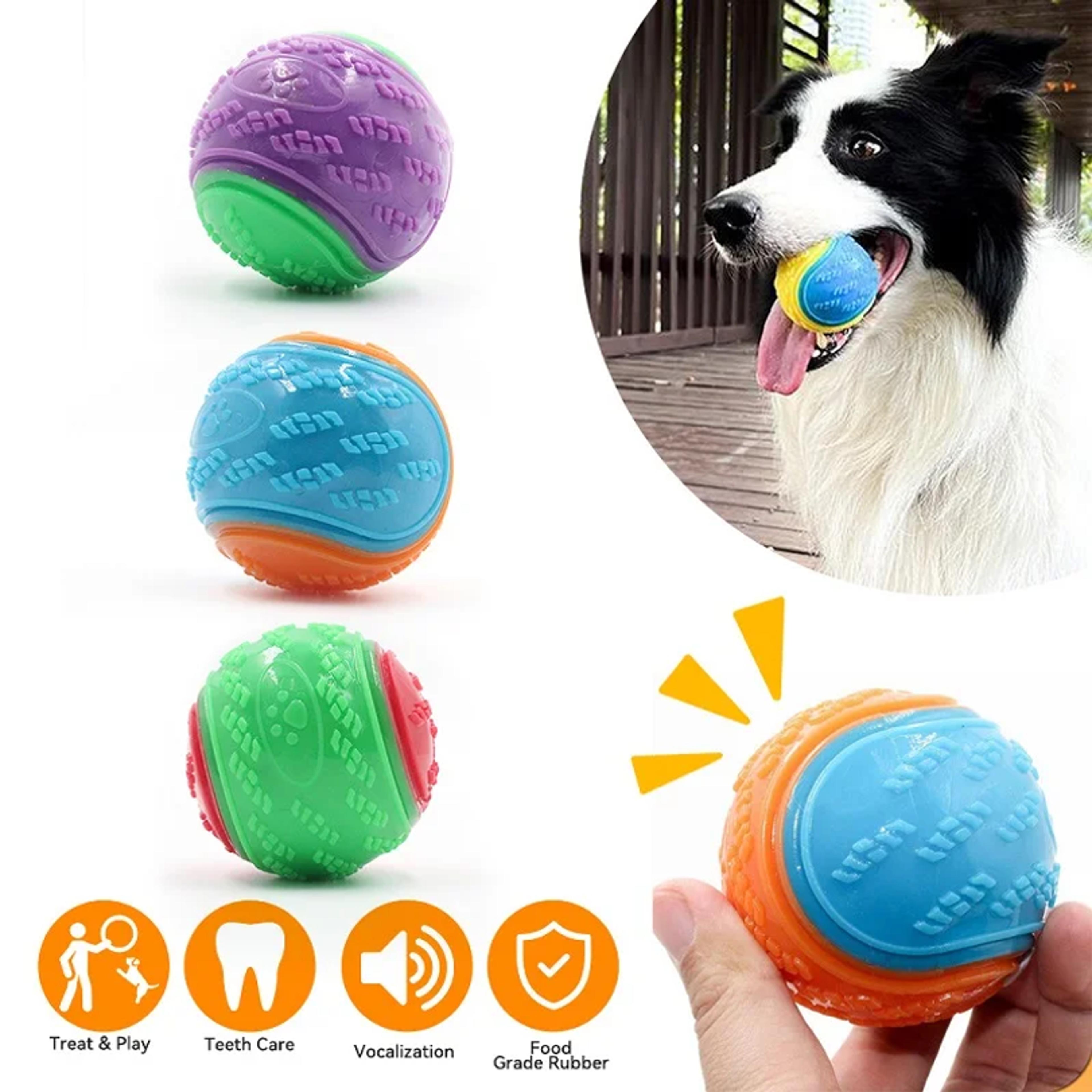squeaky tpr dog blue chew ball for teeth cleaning and interactive play