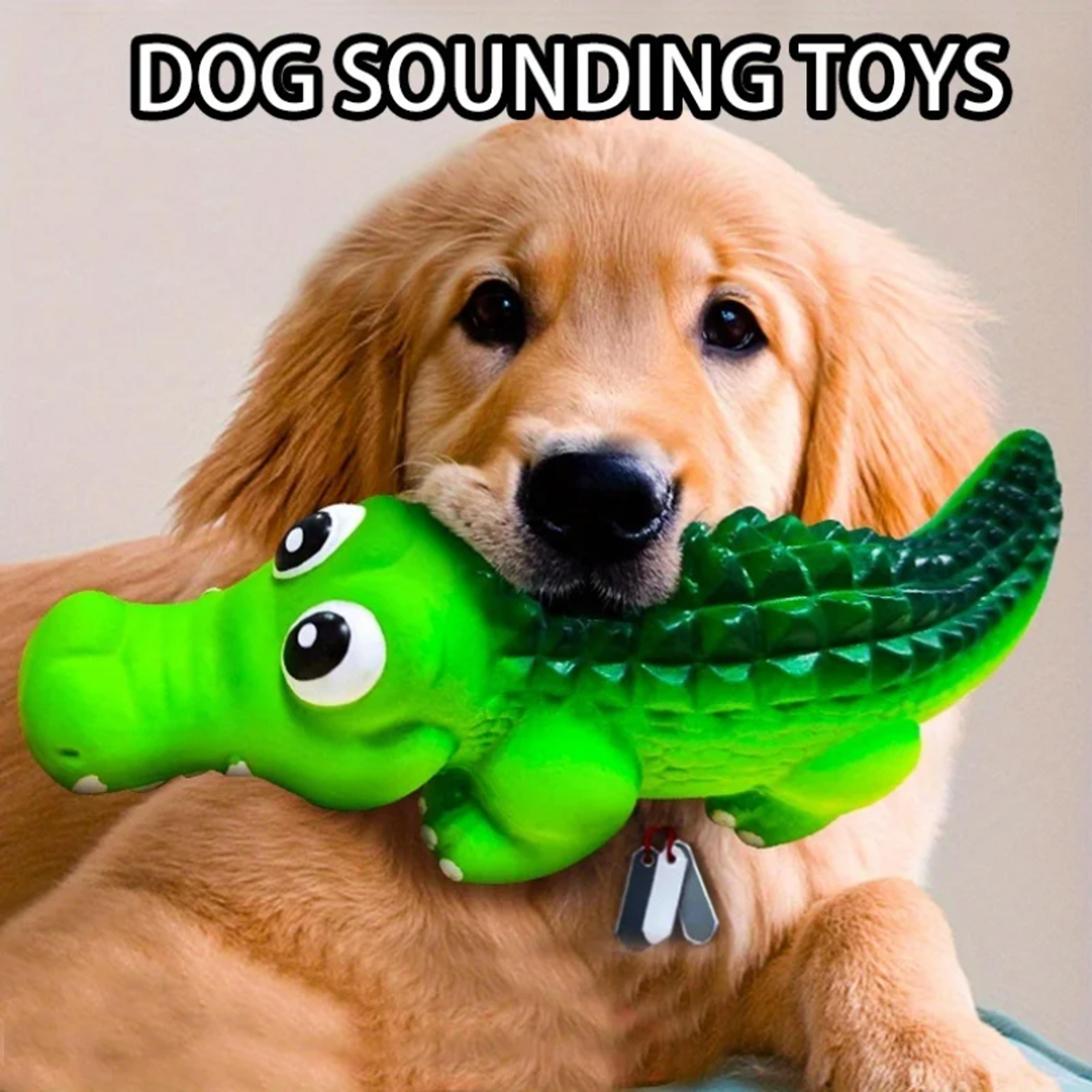 crocodile squeaky dog toy, durable latex chew toy for interactive play