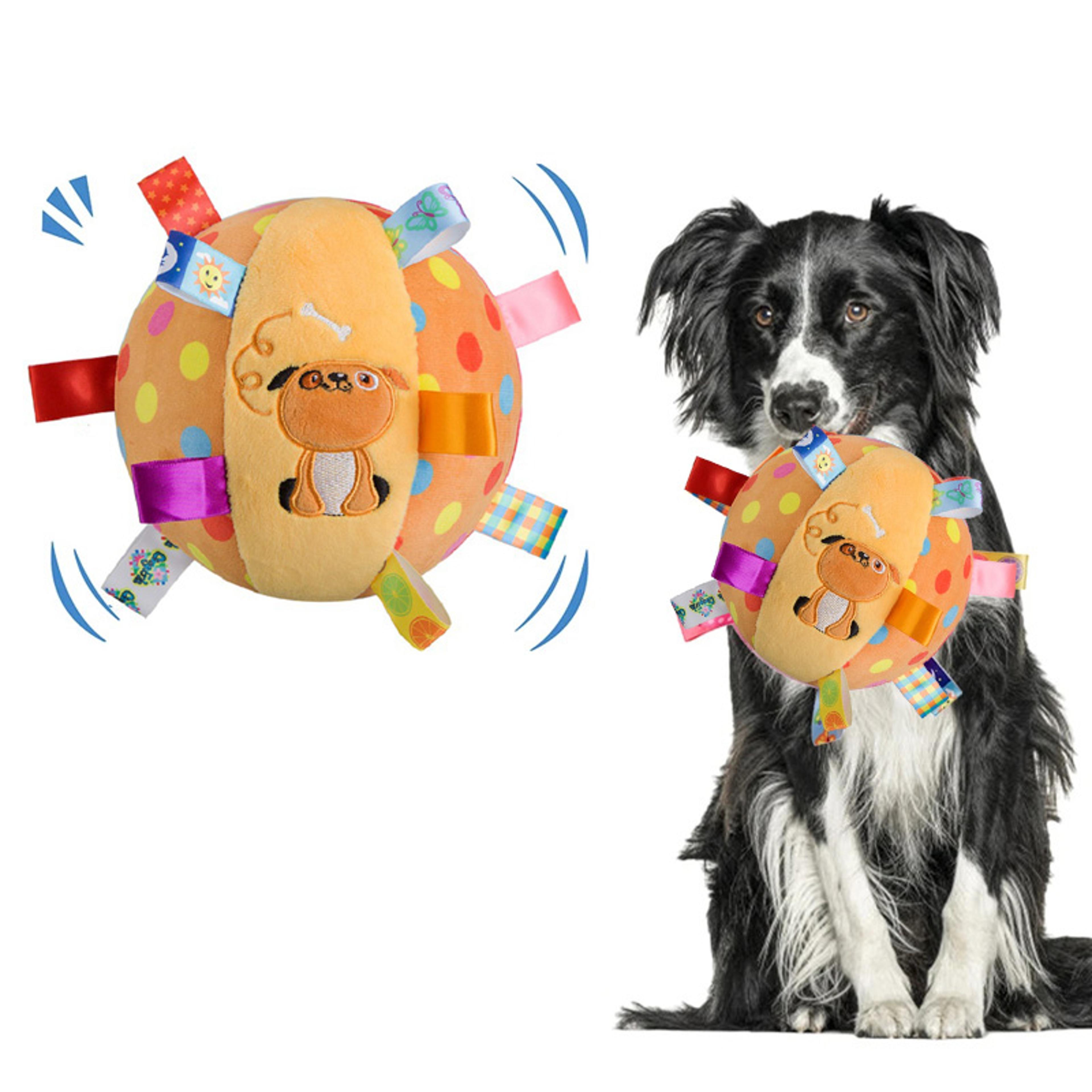 interactive dog toy ball with bells for chewing and play