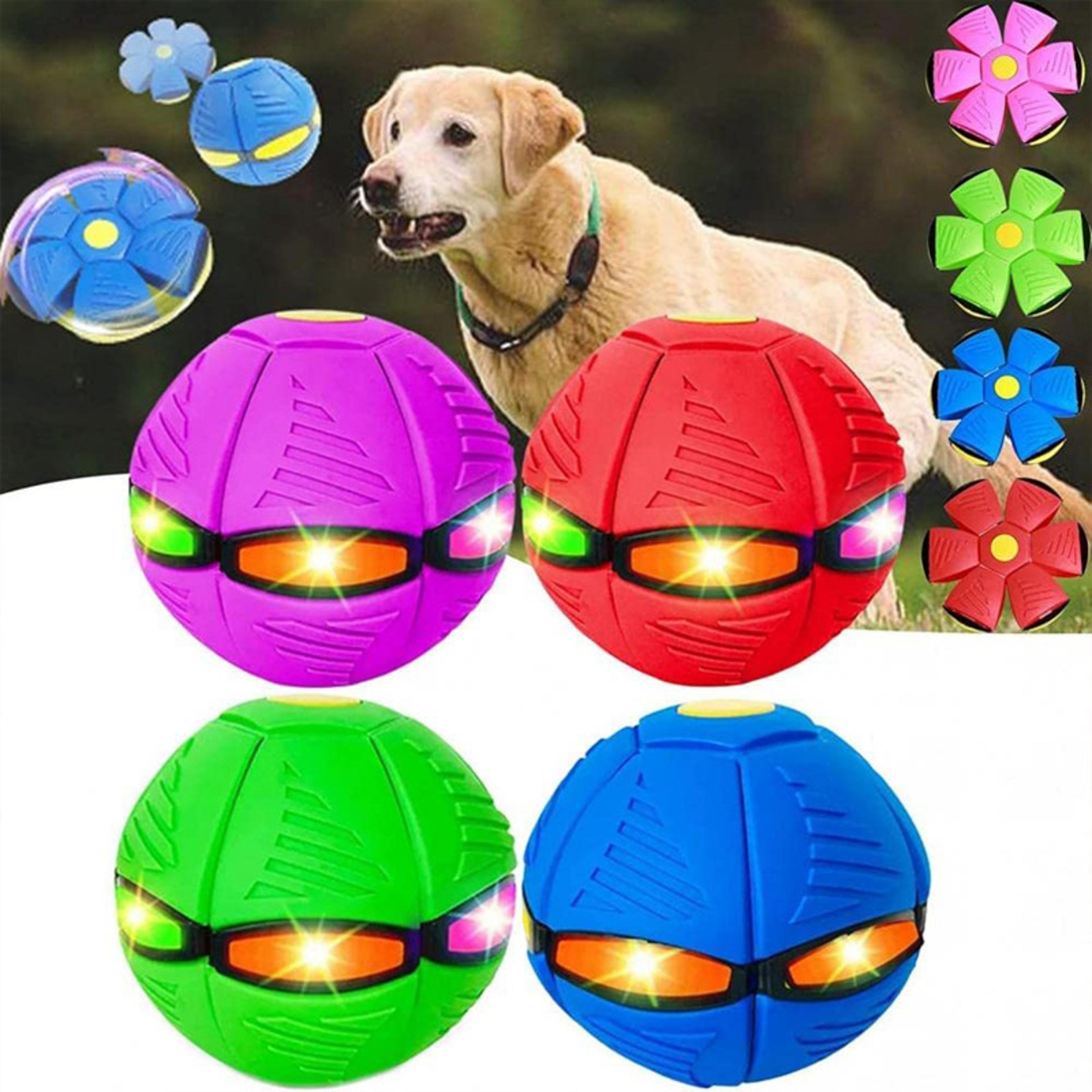 interactive flying disc ball dog toy with led for outdoor fetch