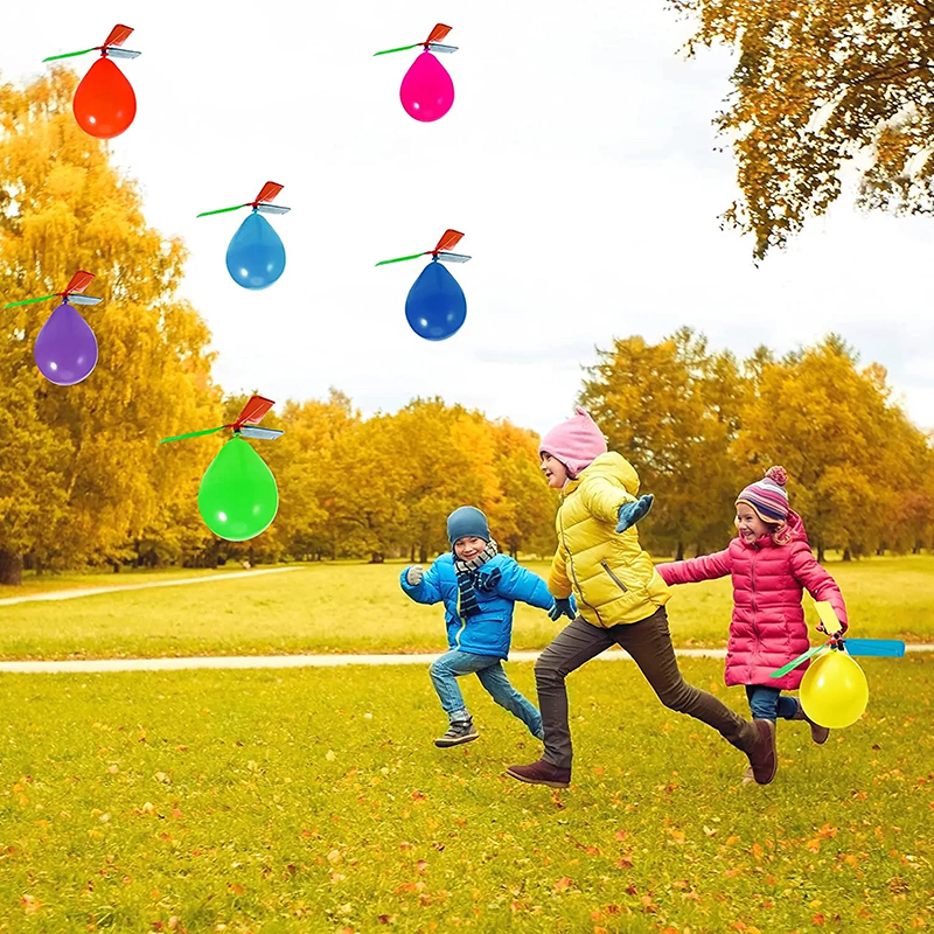 balloon powered helicopter toy set for kids outdoor flying party favor play